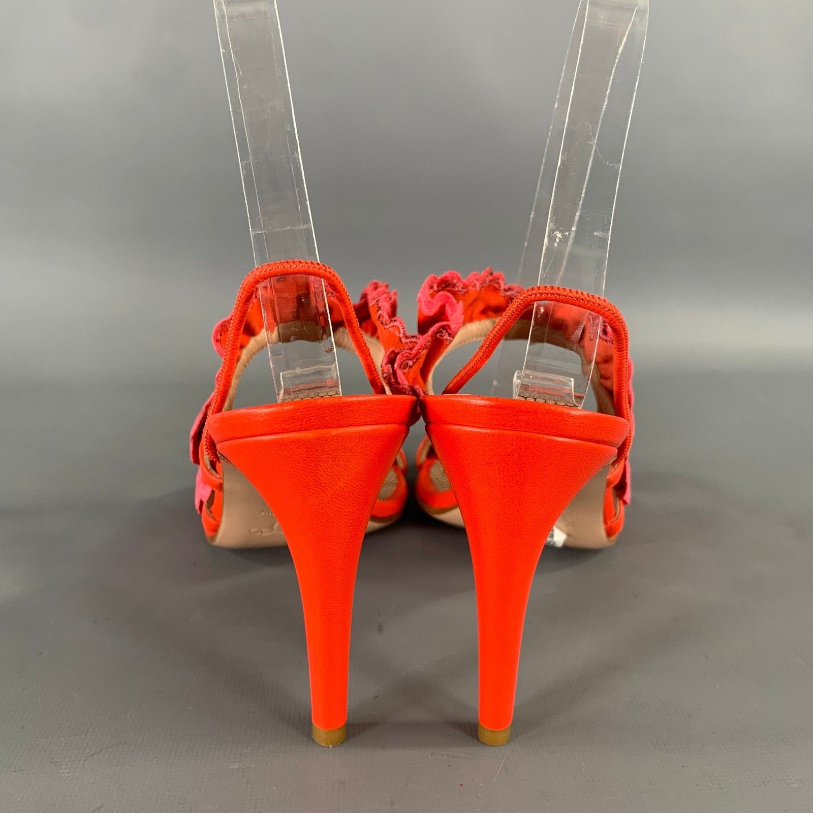 RED Valentino RED VALENTINO Size 7 Orange Pink Ruffled Strappy Sandals Size US 7 / IT 37 - 3 Thumbnail