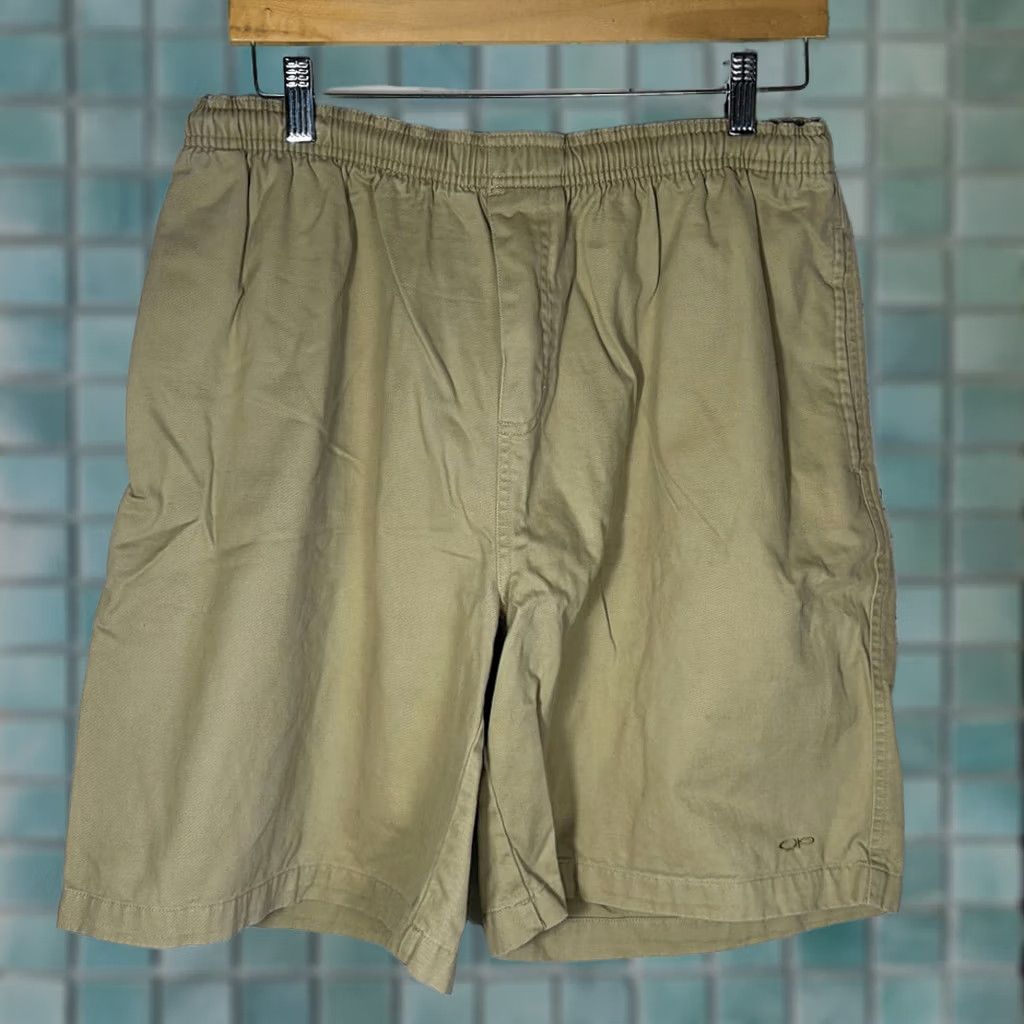 Ocean Pacific VINTAGE Ocean Pacific Tan Shorts Mens L Elastic Waist Drawstring Chino Brown Style 20488 Mens Size US 33 - 1 Thumbnail