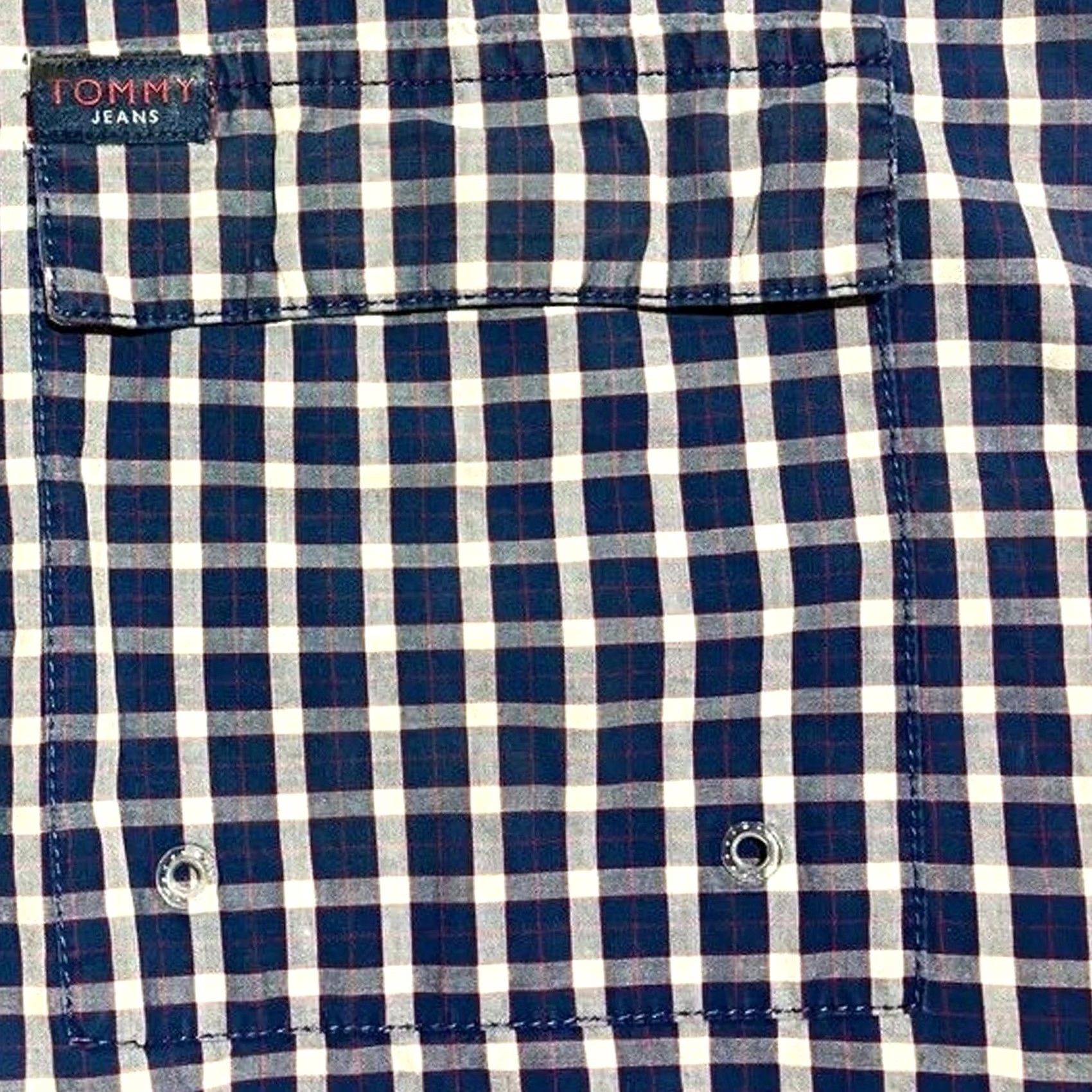 Tommy Hilfiger VINTAGE Tommy Jeans Shirt XXL Button-Up Check 90s Preppy Blue White Red Cotton Men's Size US XXL / EU 58 / 5 - 7 Thumbnail