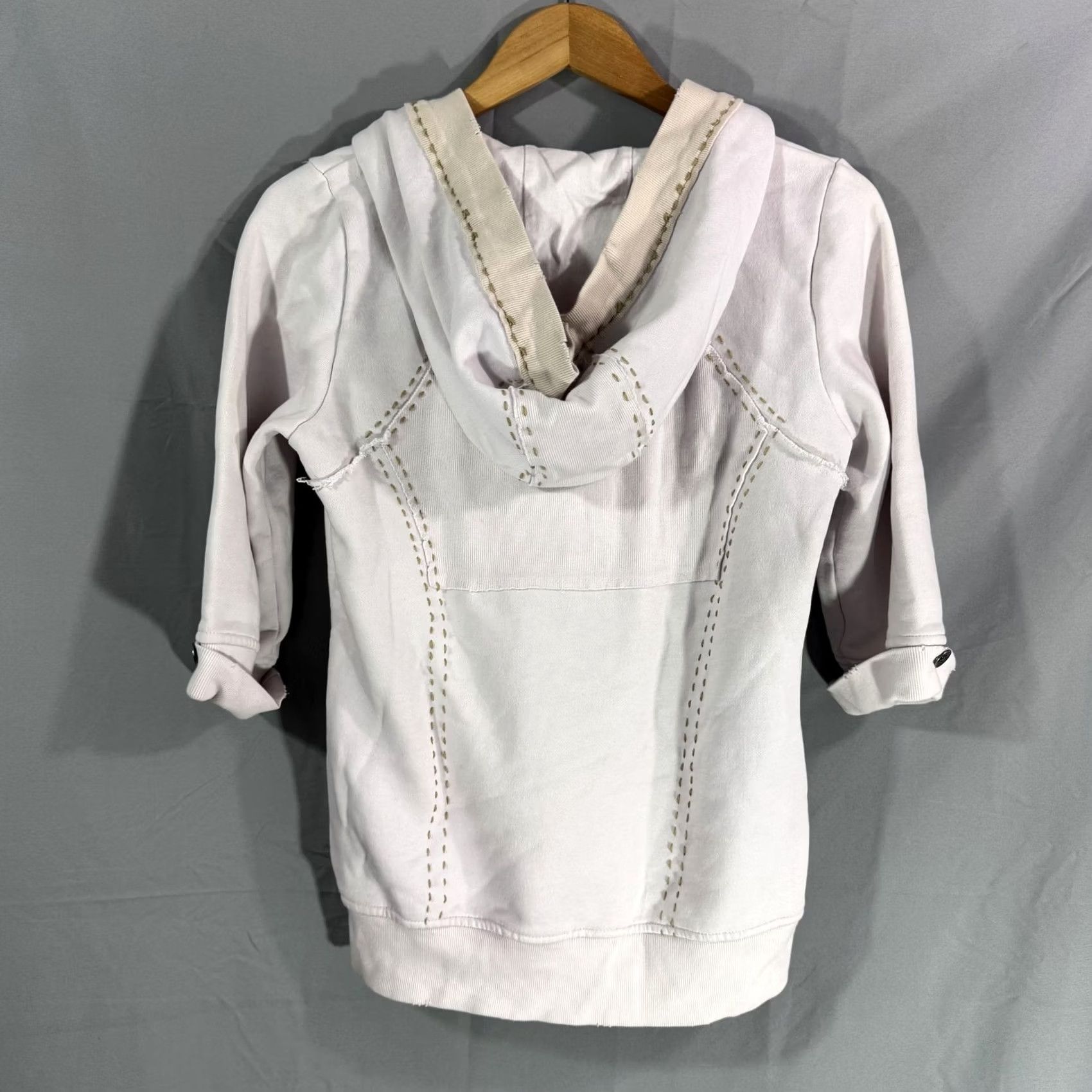 Free People Free People Pullover Hoodie Womens Small White Boho Embroidered FP Cotton Blend Sweater Size XS / US 0-2 / IT 36-38 - 2 Thumbnail