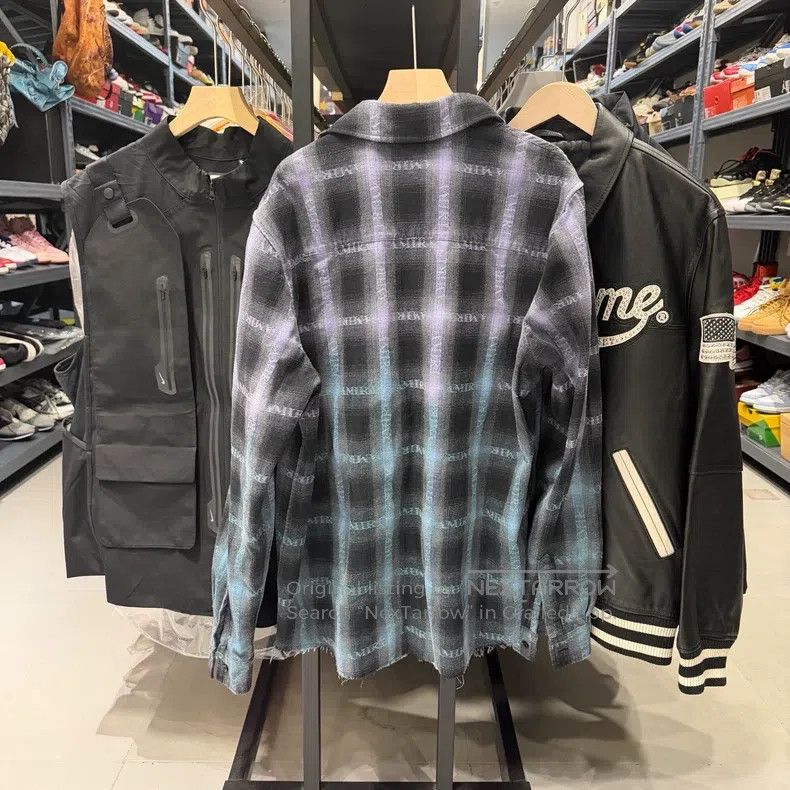 Amiri Amiri Size L Green gradient flannel plaid shirt Size US L / EU 52-54 / 3 - 7 Thumbnail