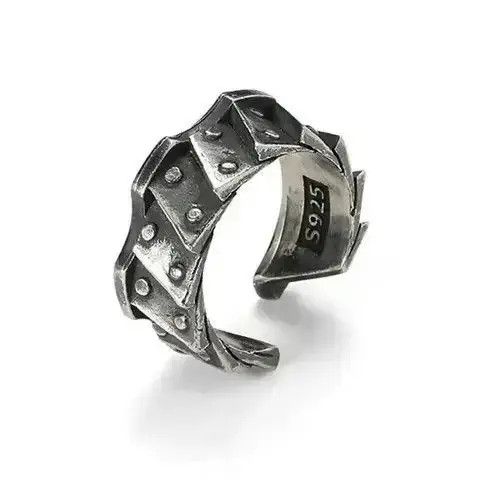 Vintage Machine Gear Pattern Men Index Finger Ring Size ONE SIZE - 1 Thumbnail