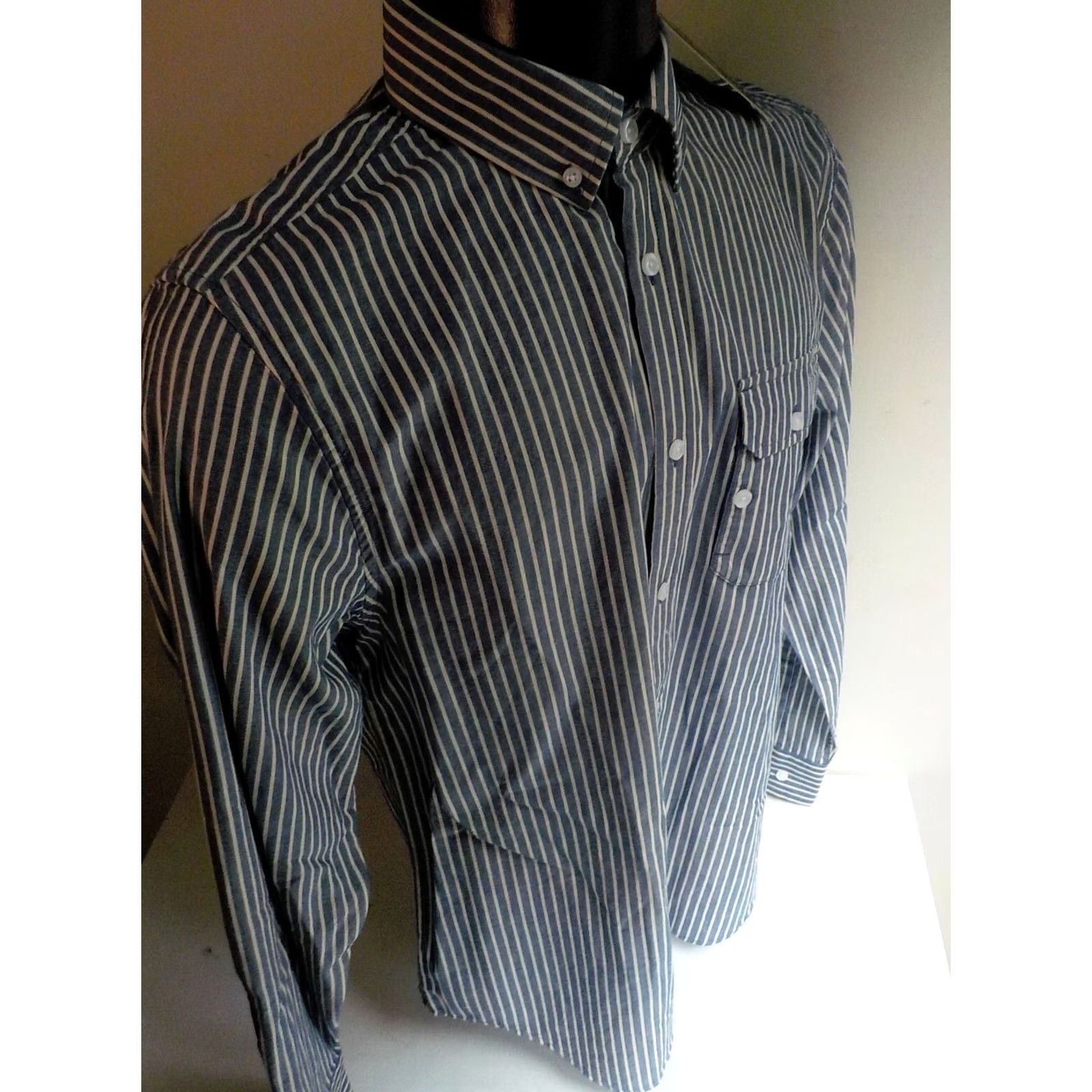Mark McNairy FIVE FOUR Mark McNairy LS Button Down Striped Shirt-Blue/Ivory-Cotton-SZ MED NWT ShirtMens Medium Blue/Ivory Striped Button-Up 100% Cotton NWT Size US M / EU 48-50 / 2 - 3 Thumbnail