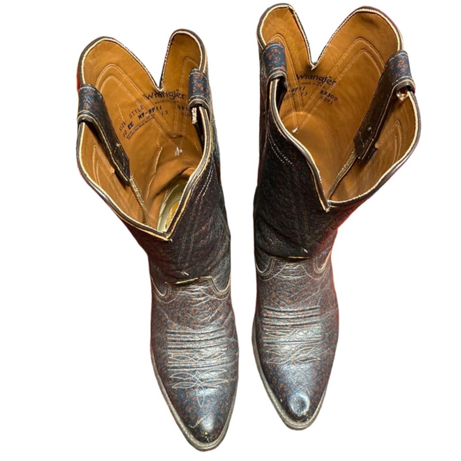 Wrangler Vintage Western Brown Leather Cowboy Boots Wrangler USA 10EE Size US 10 / EU 43 - 2 Thumbnail