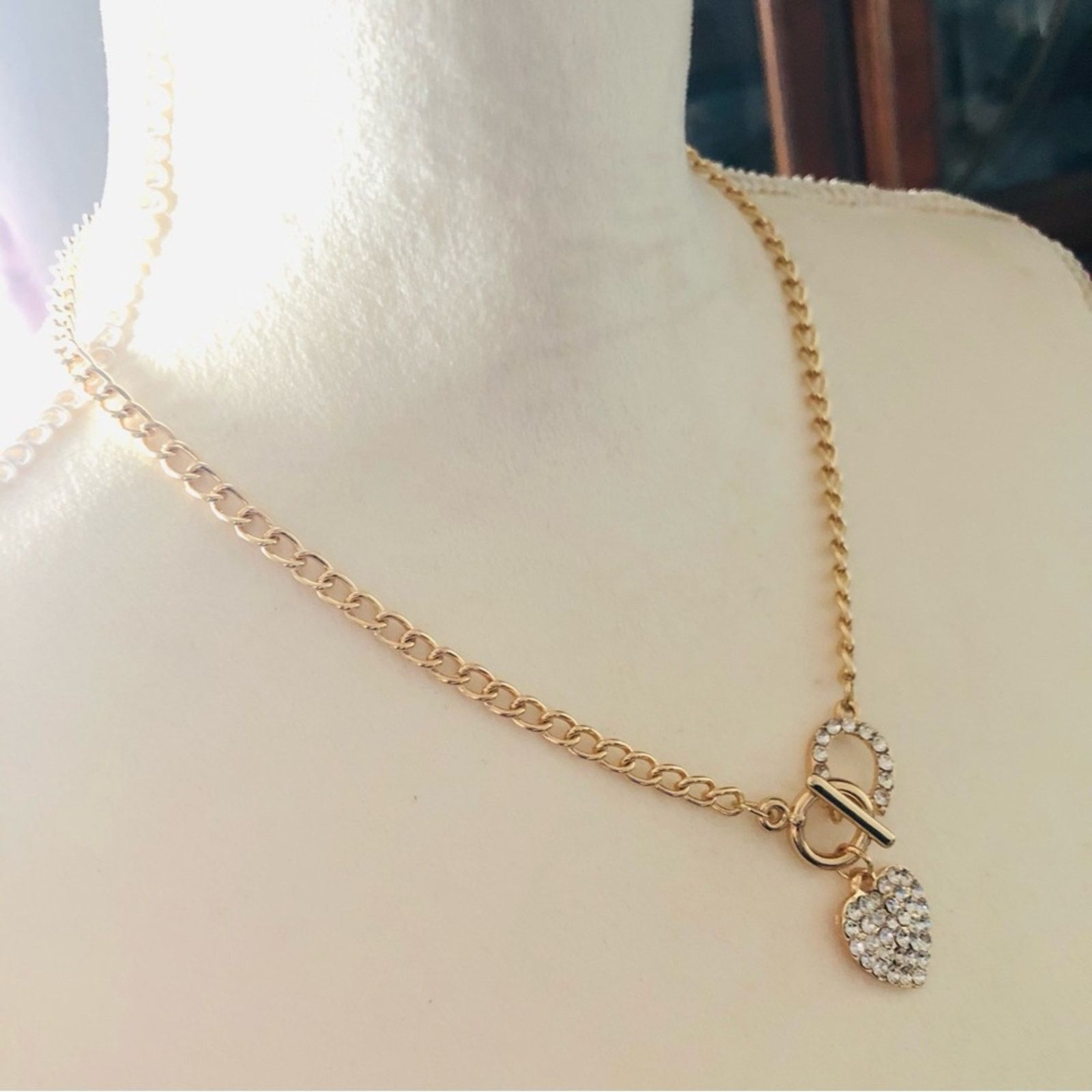 Jewelry Sparkle clear rhinestone heart slider chain necklace Size ONE SIZE - 10 Thumbnail