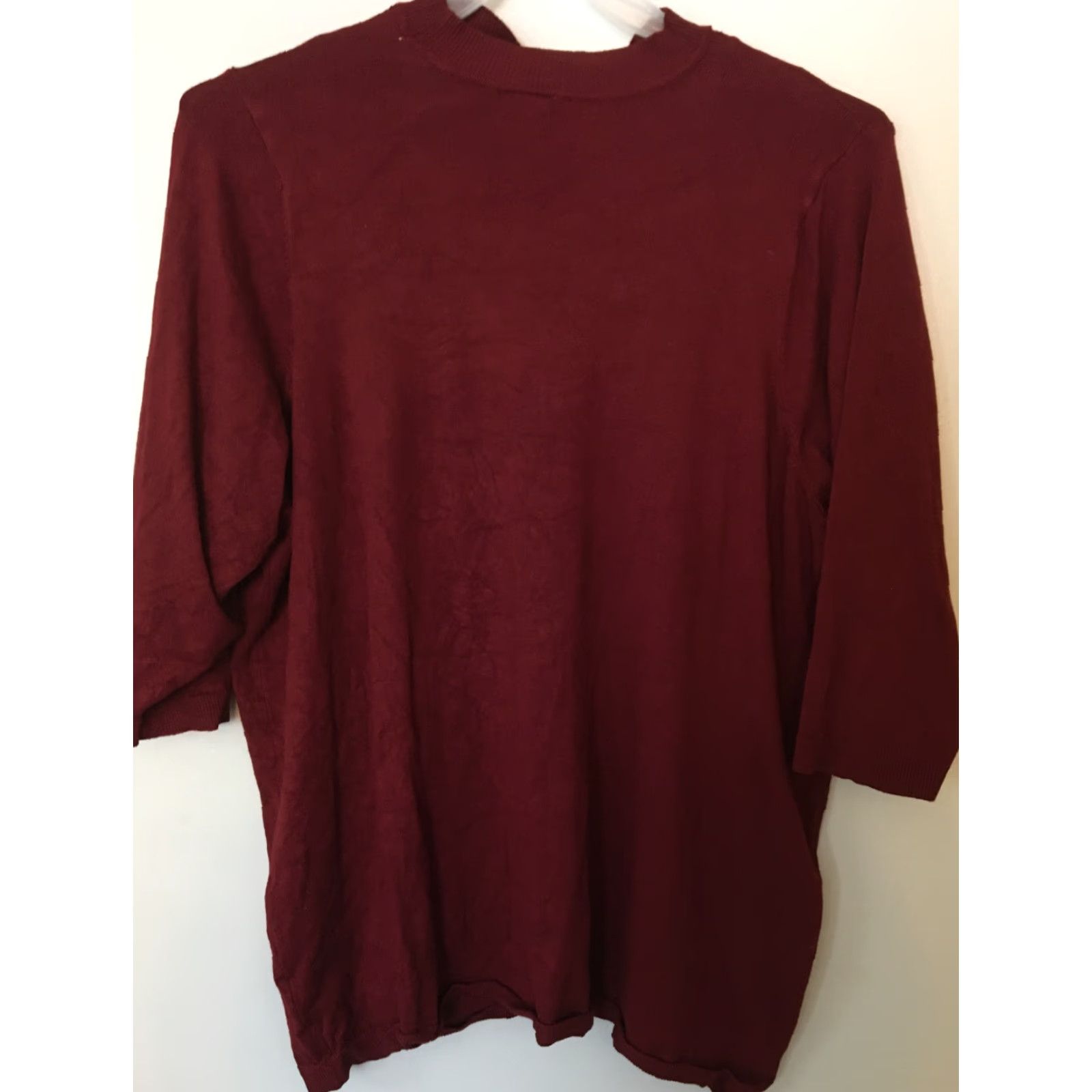 Torrid Torrid Plus Size 4X Lace Trim V Neck Choker Neck Sweater Maroon Red Pullover Knit Long Sleeve Womens Size XXL / US 16-18 / IT 52-54 - 4 Thumbnail