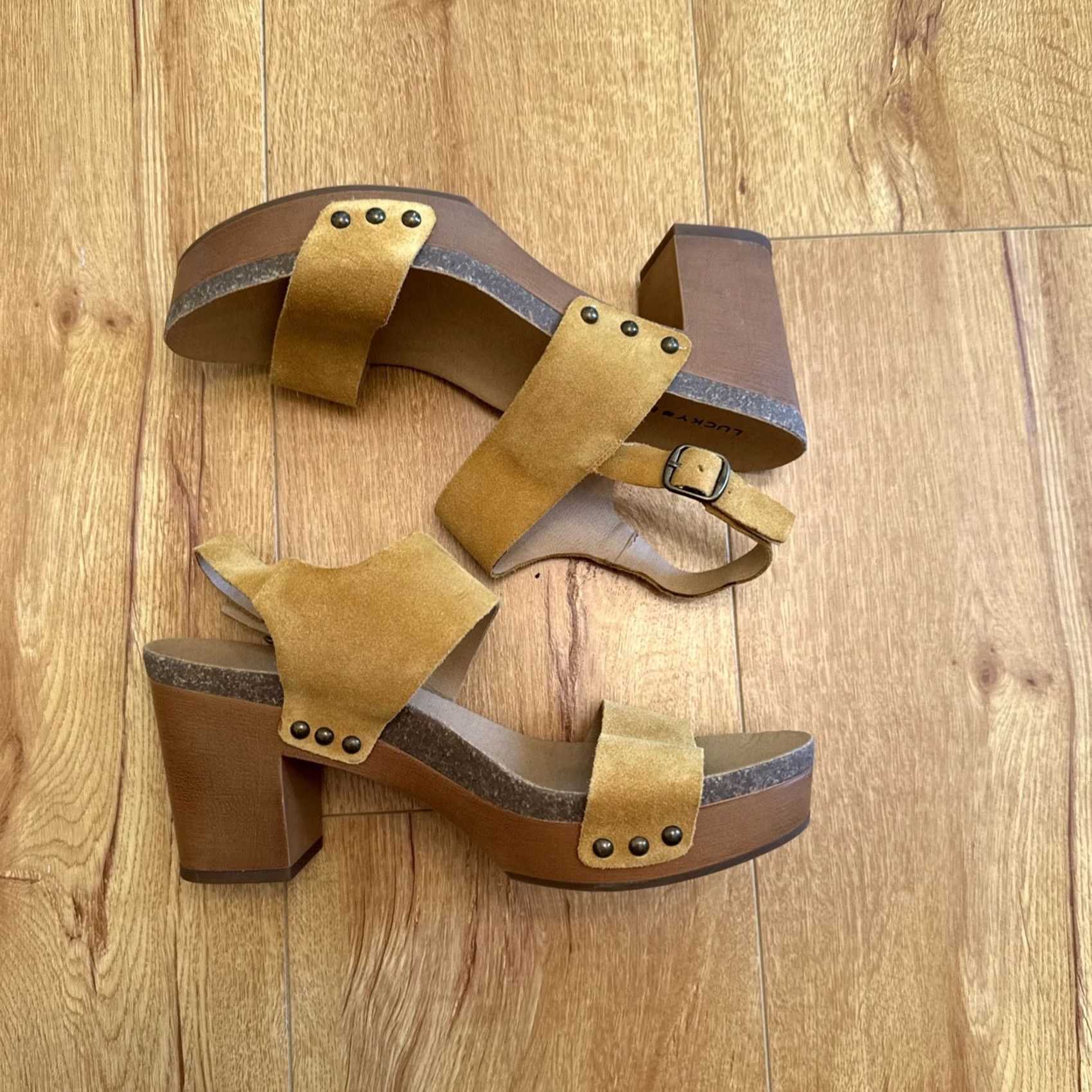 Lucky Brand Lucky Brand Harimony Platform Heels Yellow 9 Suede Leather Clogs Womens Shoes Size US 9 / IT 39 - 5 Thumbnail