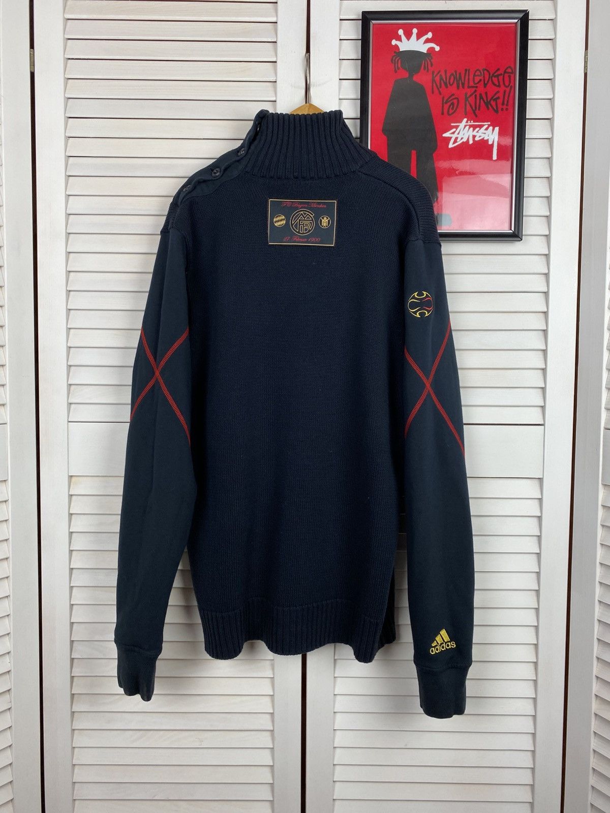 Adidas Vintage Knit Sweater Adidas Bayern Munich Turtleneck Footbal Size US M / EU 48-50 / 2 - 8 Thumbnail