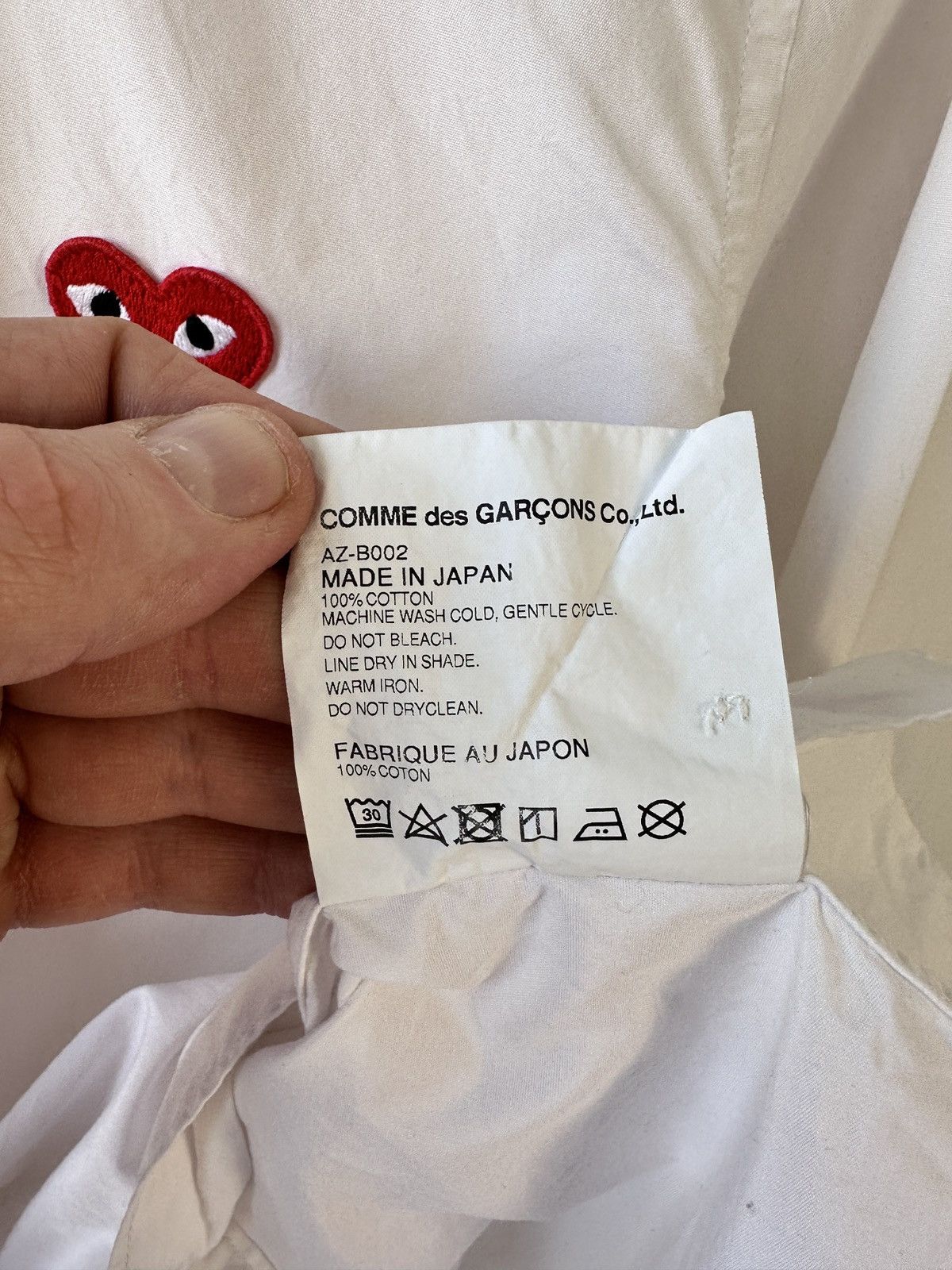 Comme des Garcons Comme des Garcons Play Shirt White Red Heart Logo Size S CDG Size US S / EU 44-46 / 1 - 7 Thumbnail