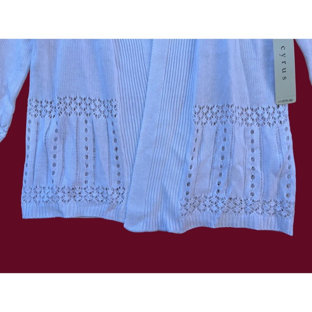 Other CYRUS - Women's 3/4 Sleeve Lace Cardigan - White - Small Size S / US 4 / IT 40 - 12 Thumbnail