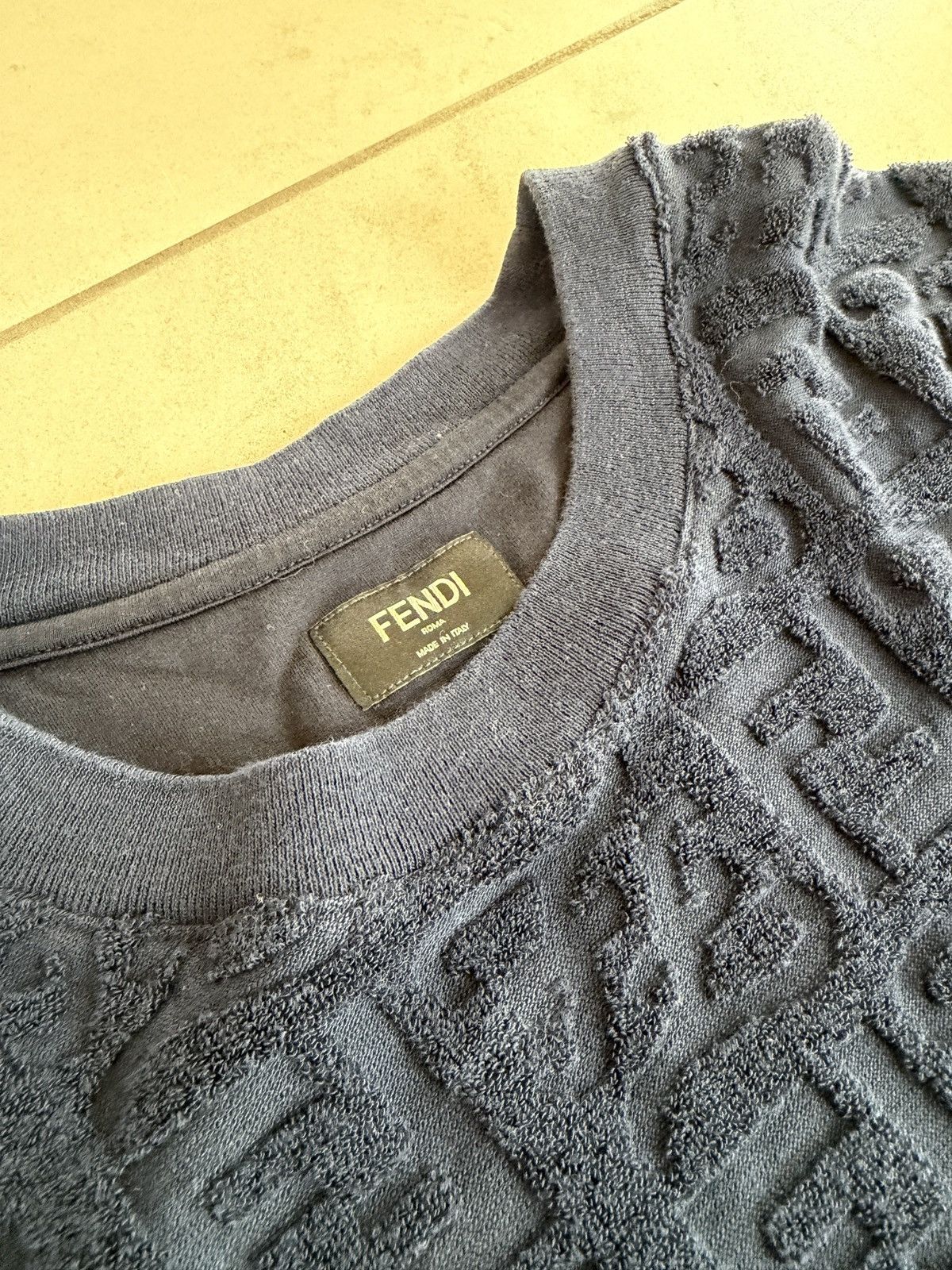Fendi Fendi Roma FF Monogram Terry Cloth T-Shirt Navy Blue Size L Size US L / EU 52-54 / 3 - 3 Thumbnail