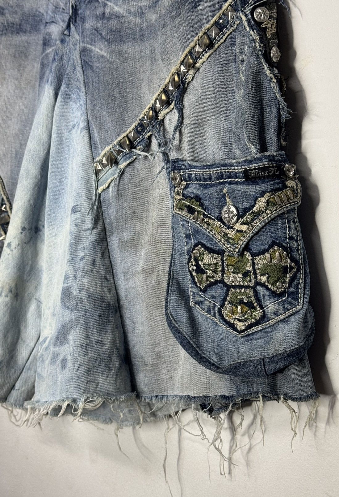 Other Studded Baggy Distressed Denim Shorts Size US 34 / EU 50 - 6 Thumbnail