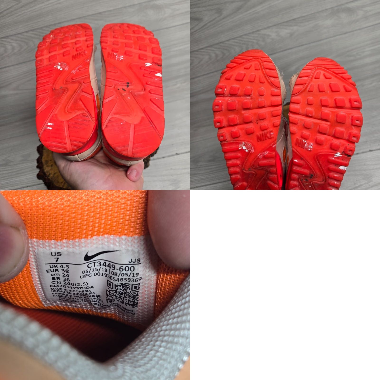 Nike Nike Air Max 90 Sneakers Women Size 7 Running Athletic Multicolor Crimson Platinum 2019 Size US 7 / IT 37 - 8 Thumbnail