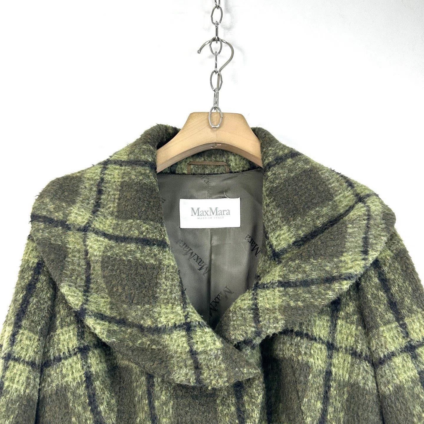Max Mara MaxMara Green Plaid Wool Short Coat. Size S / US 4 / IT 40 - 3 Thumbnail