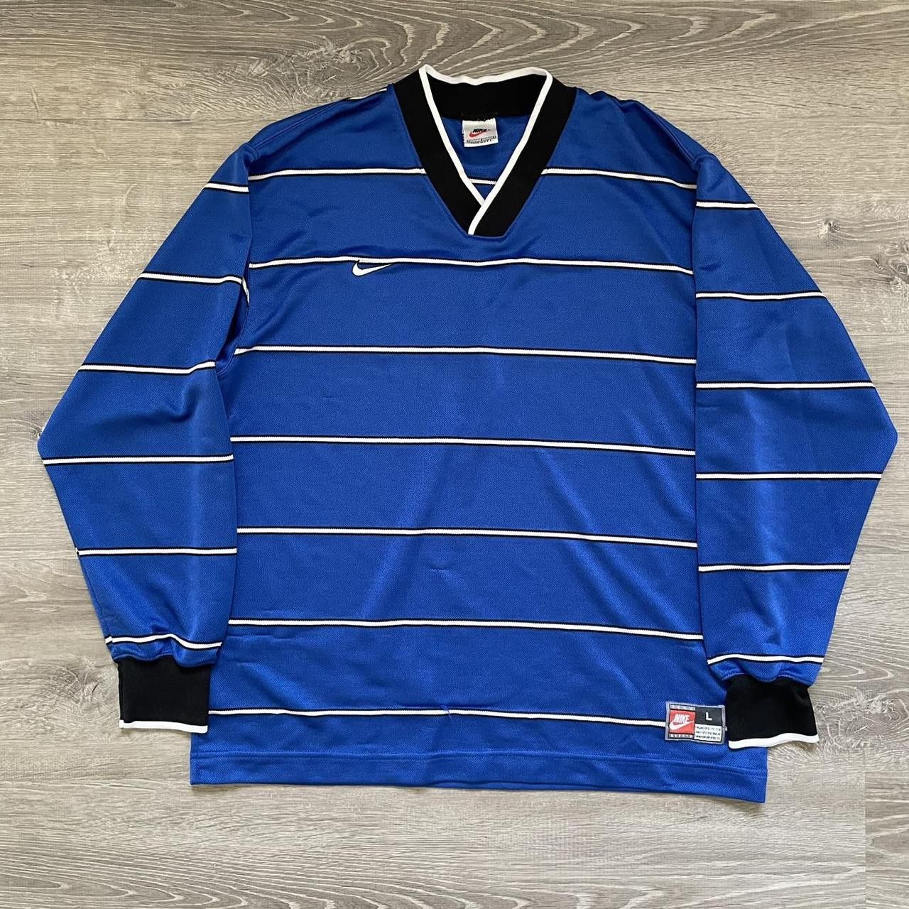 Nike × Vintage Vintage Y2K 90's Blue Long Sleeve Nike Jersey Size US L / EU 52-54 / 3 - 1 Thumbnail