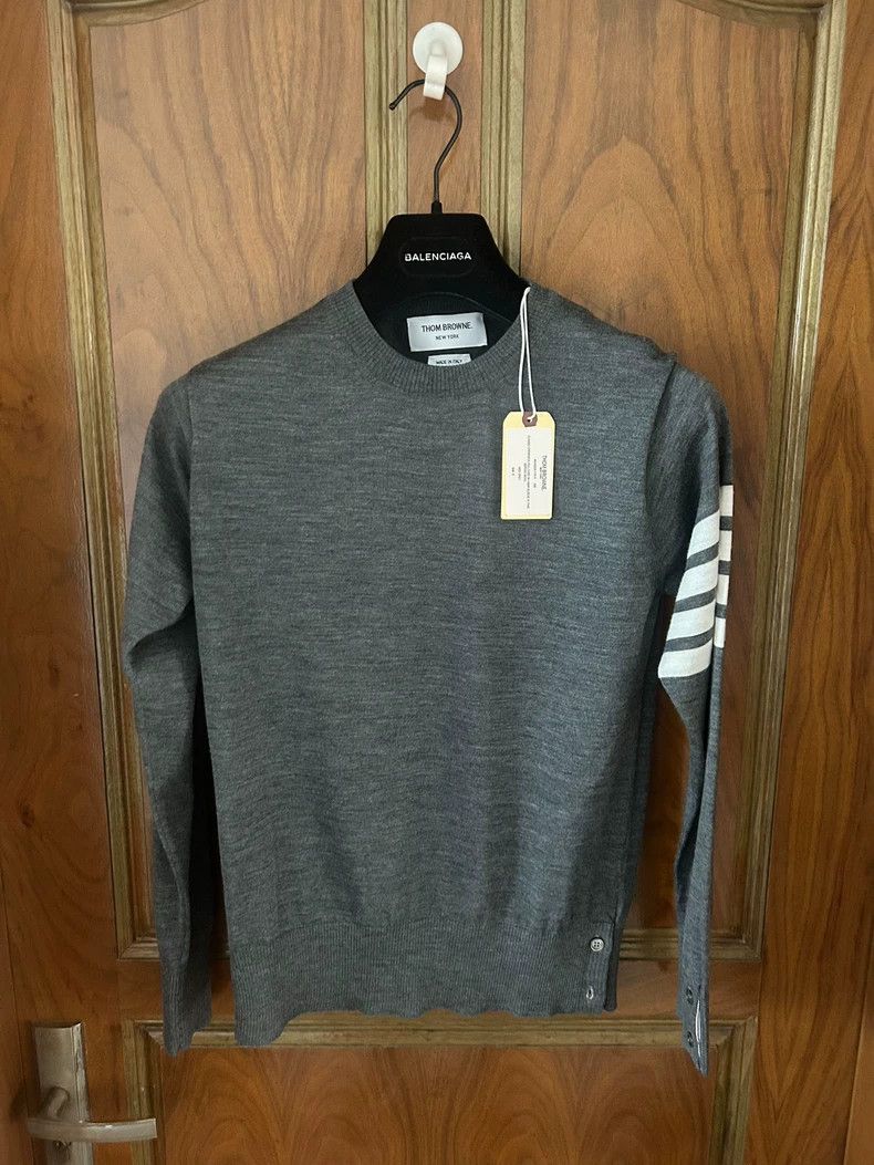 Thom Browne Gray wool knit hoodie