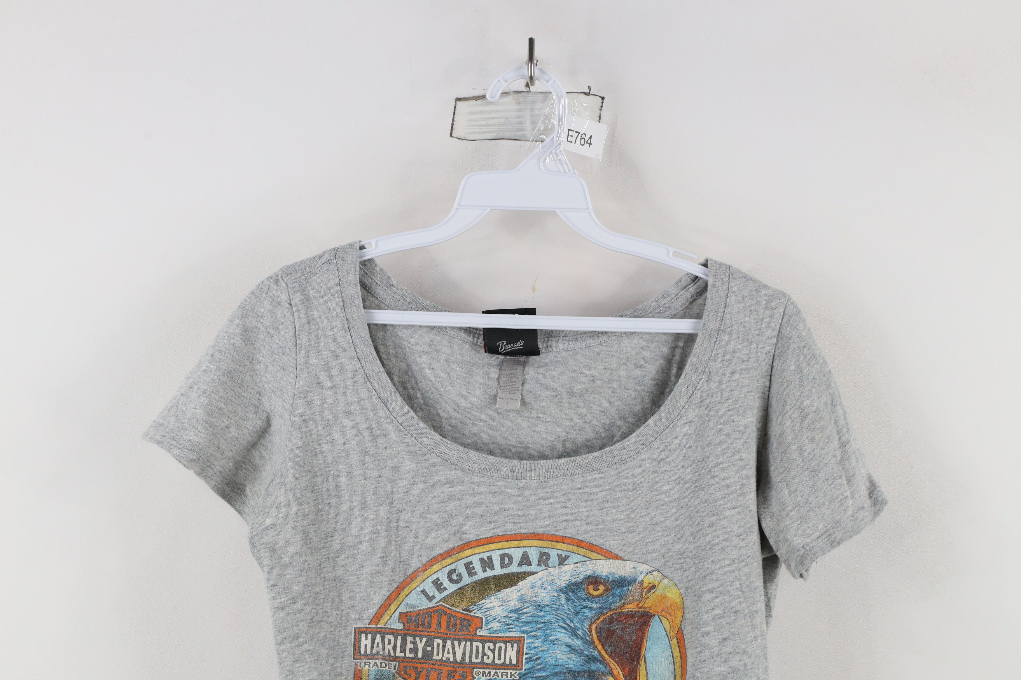 Harley Davidson × Vintage Y2K Harley Davidson Spell Eagle Lightning Bolt T-Shirt Gray Size L / US 10 / IT 46 - 2 Thumbnail