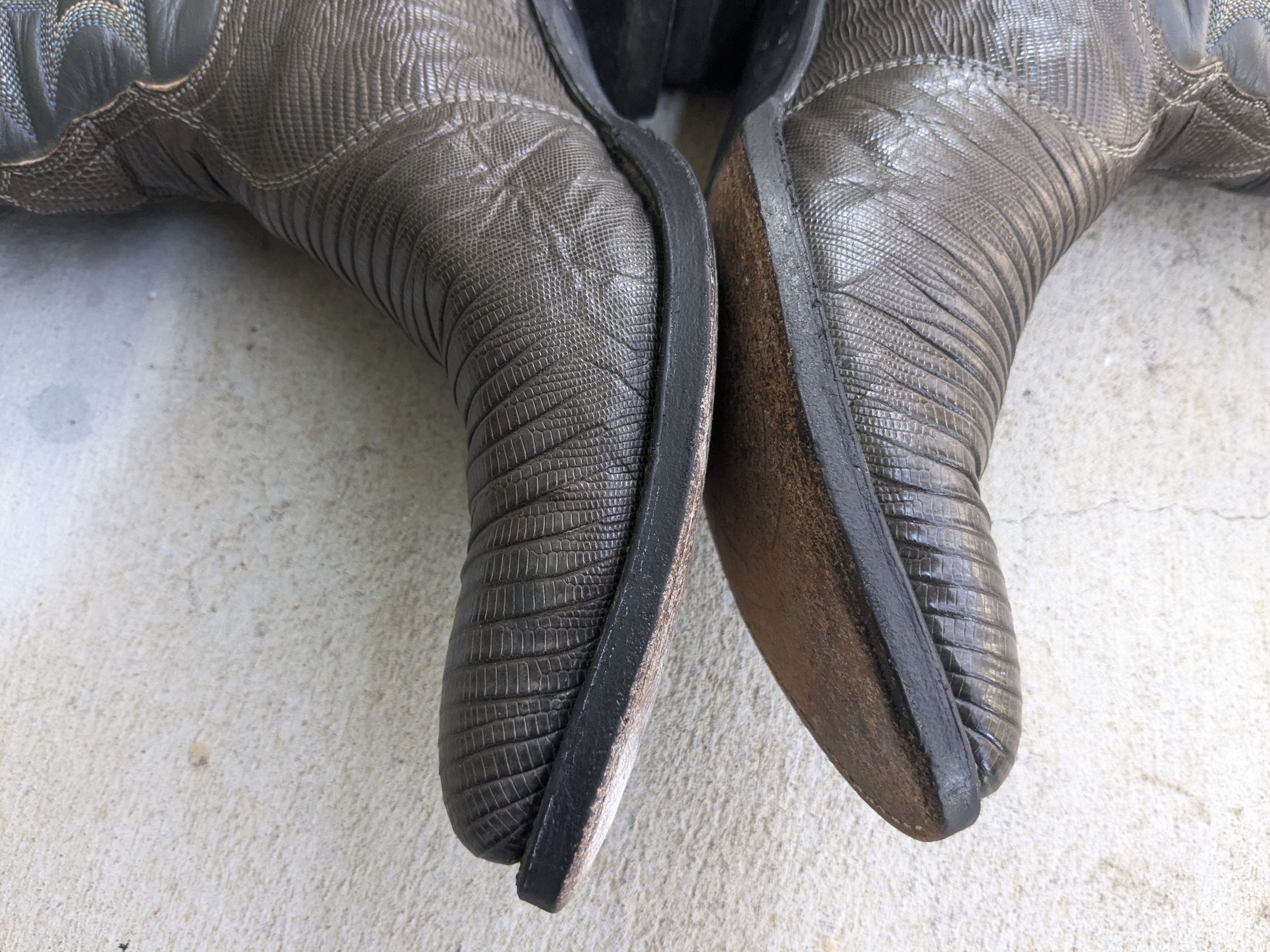 Other Tony Lama Cowboy Boots Lizard Green 9.5 D Leather Gray Size US 9.5 / EU 42-43 - 6 Thumbnail