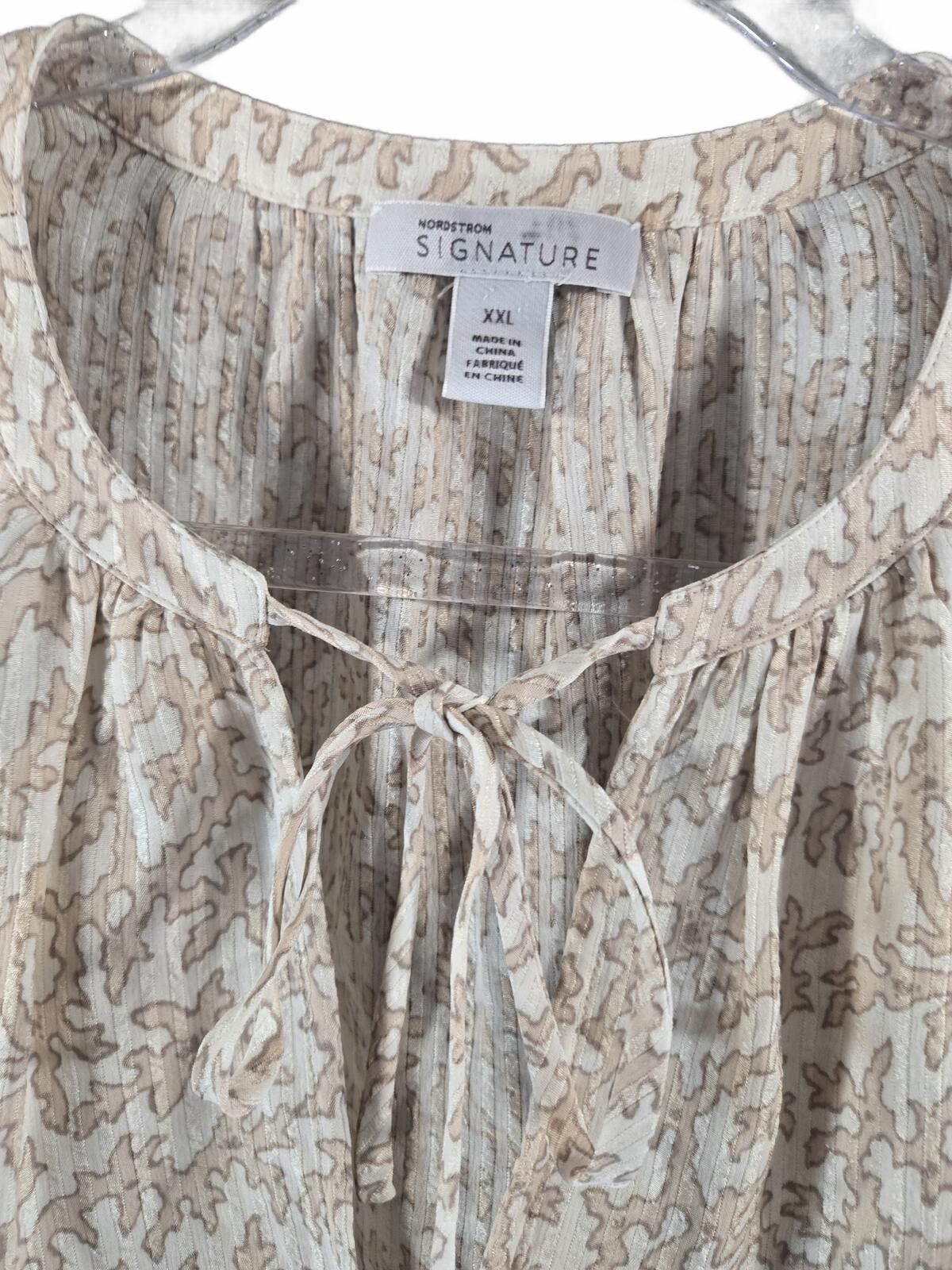 Nordstrom Nordstrom Neutral Beige Silk Blend Split Boho Blouse XXL Size XXL / US 16-18 / IT 52-54 - 4 Thumbnail