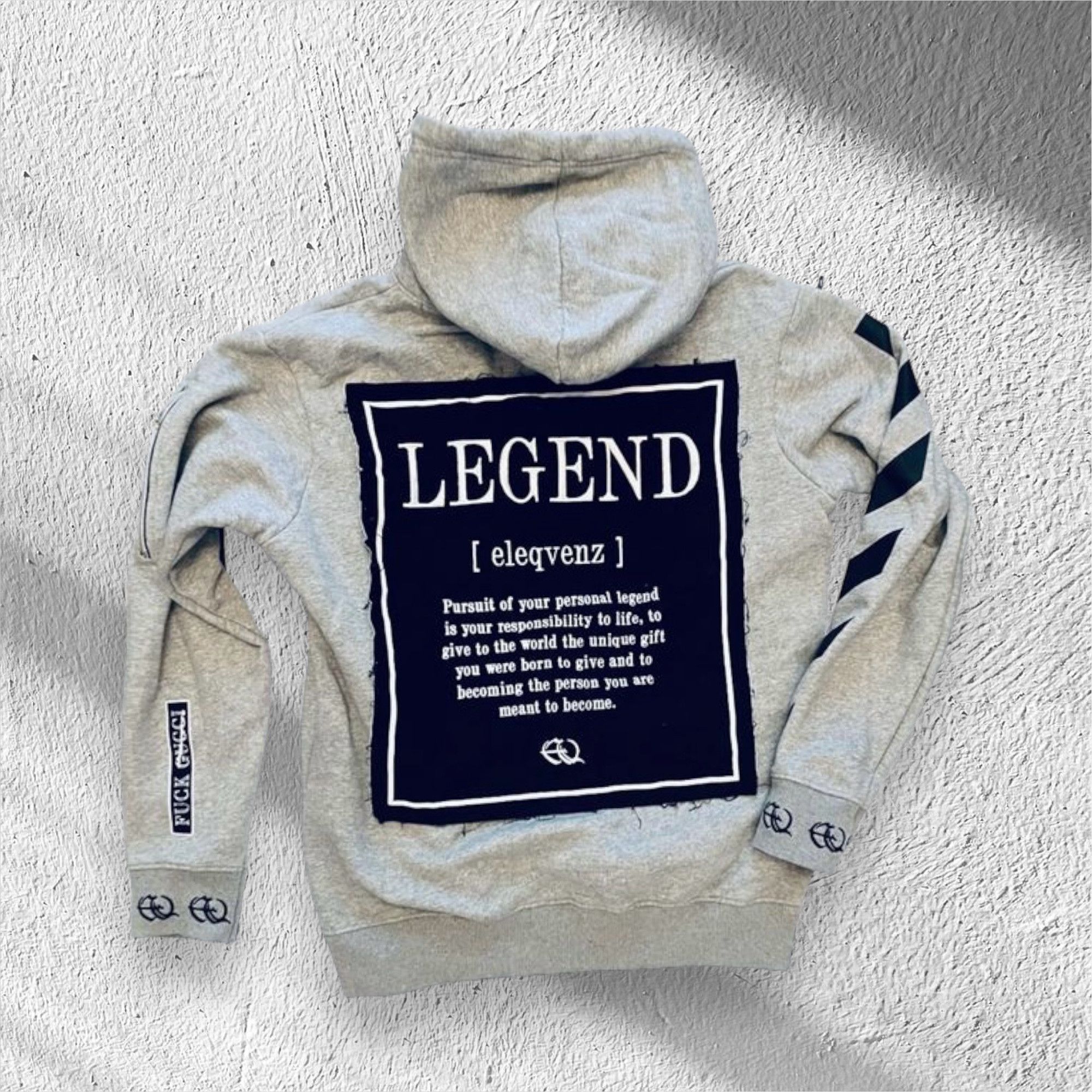 image of Avant Garde Y2K Very Hoodie By Eleqvenz in Grey/Black, Men's (Size Medium)