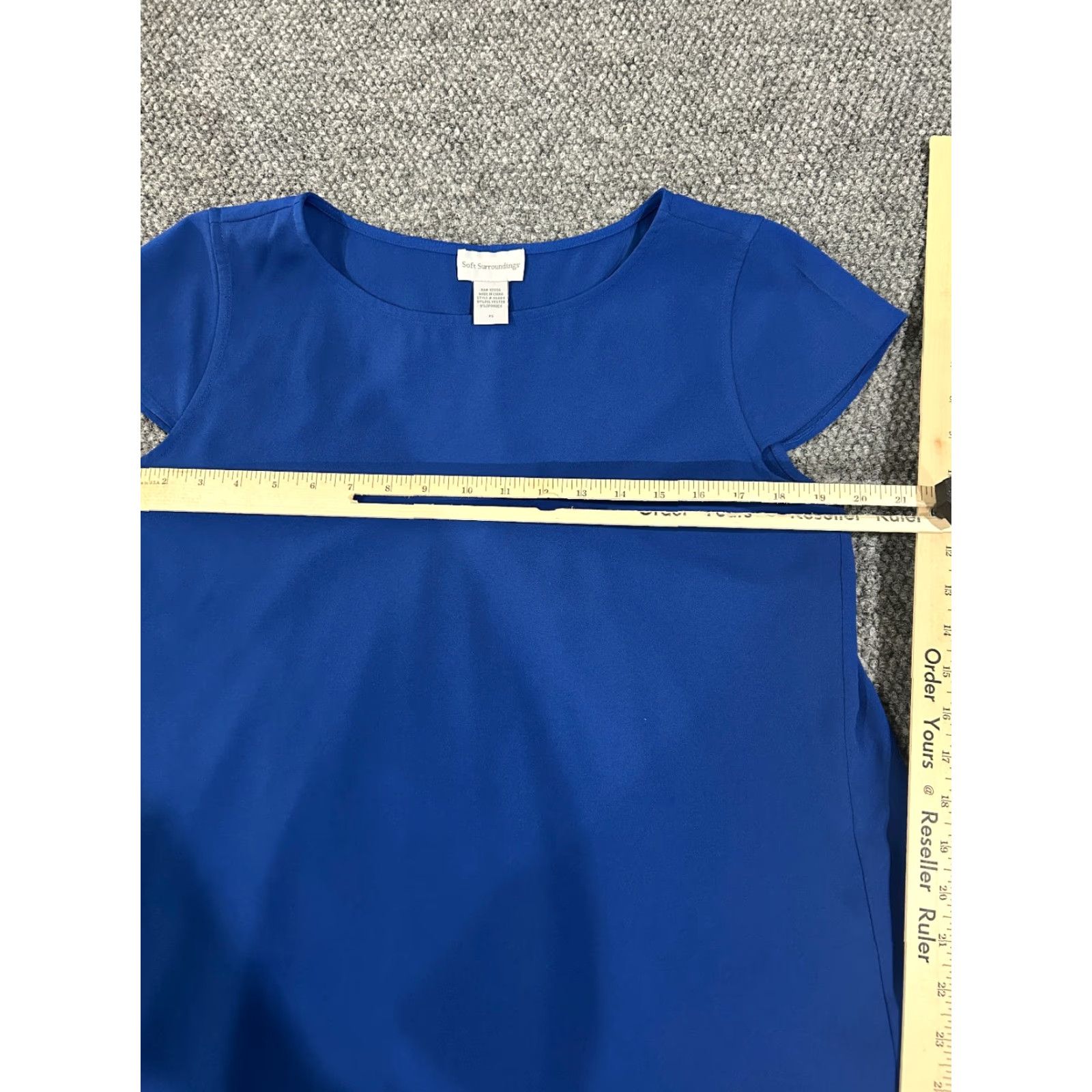 Soft Surroundings Soft Surroundings Blouse Womens PS Petite Small Blue Tunic Stretch Short Sleeve Round Neck Pullover Knit Polyester Spandex Casual Sequin No Size S / US 4 / IT 40 - 4 Thumbnail