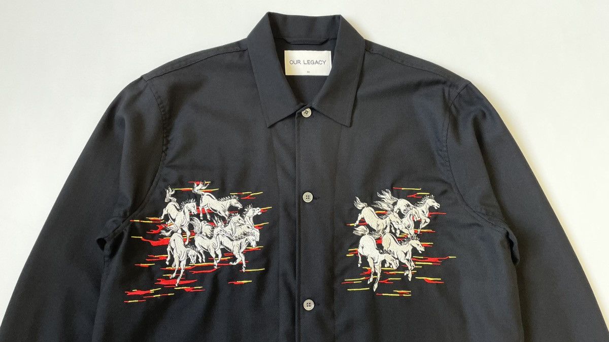 Our Legacy ‘Mustang’ Horse Embroidered Wool Box Shirt Size US M / EU 48-50 / 2 - 2 Thumbnail