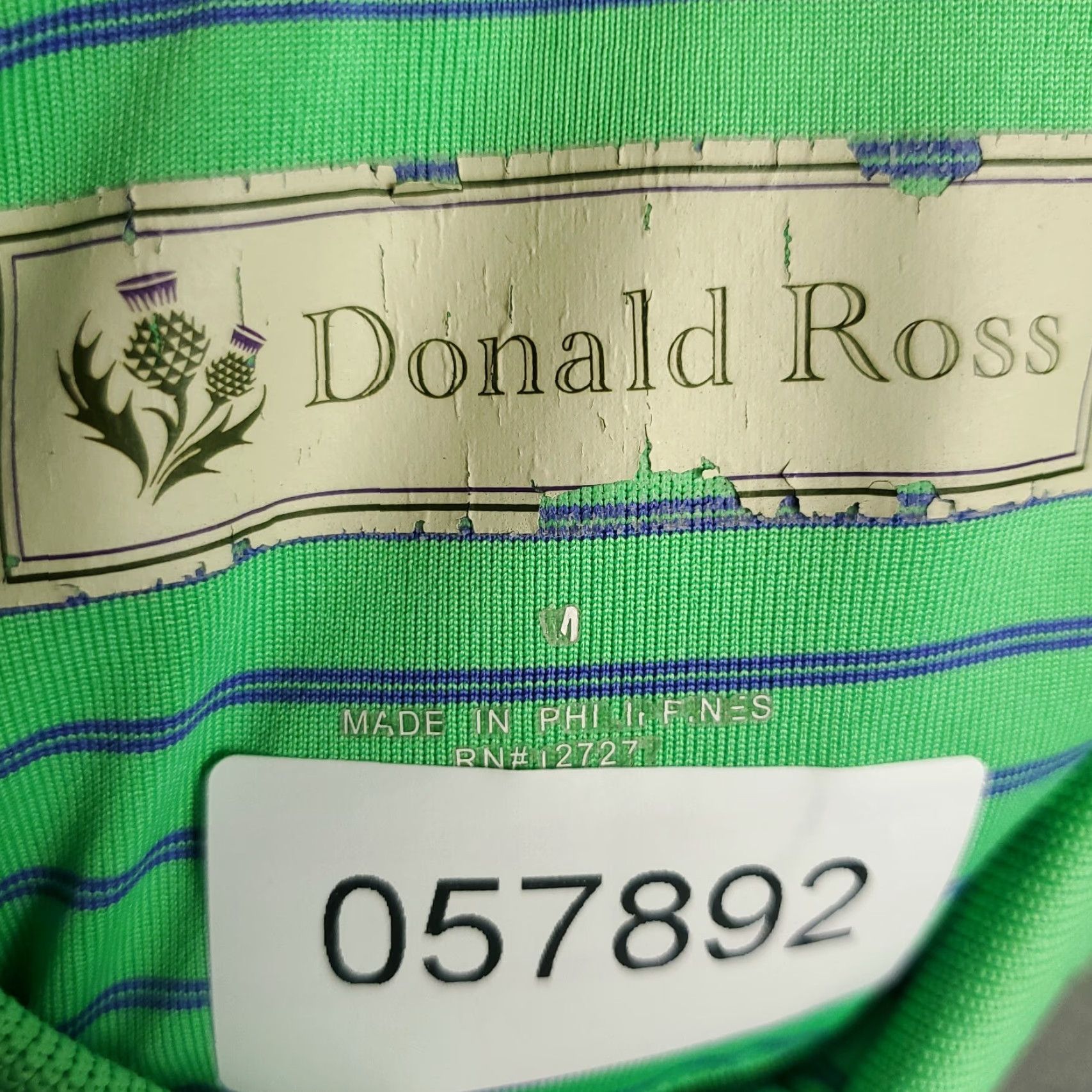 Vintage Donald Ross Polo Shirt Mens Size Medium Green Striped Casual Golf Short Sleeve * Size US M / EU 48-50 / 2 - 8 Thumbnail