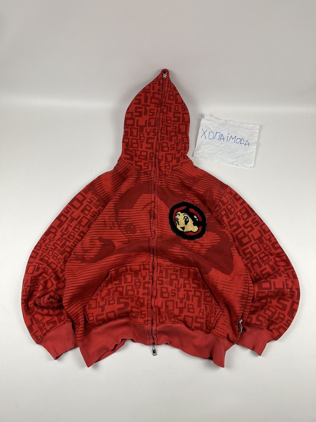 image of Anima x Vintage Astro Boy Full Zip Hoodie Over Print Bape Style Y2K in Red, Men's (Size XL)