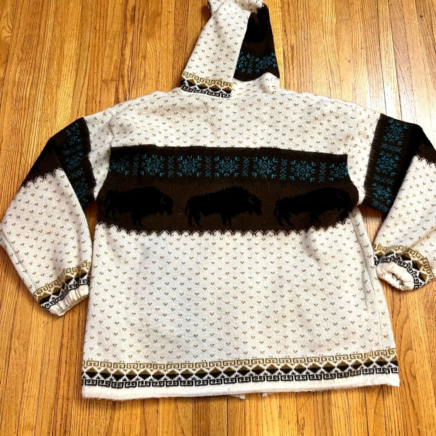 Vintage VINTAGE Earth Ragz Wool Buffalo Zip Up Hoodie Navaho Aztec Coat Overcoat XL Mens Brown Size US XL / EU 56 / 4 - 3 Thumbnail