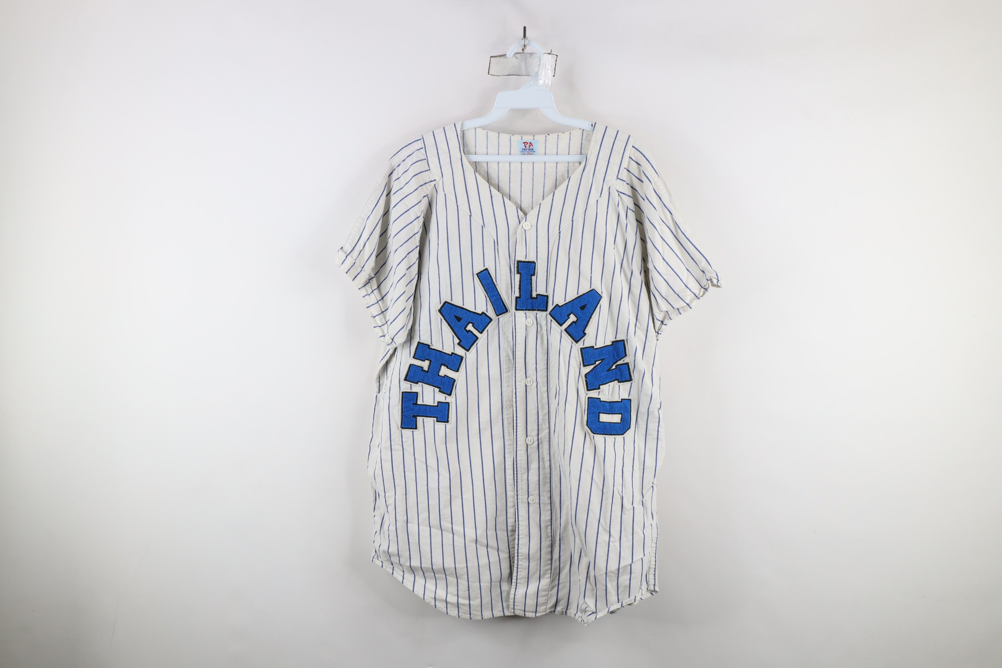 Vintage Vintage 70s Streetwear Thailand Baseball Jersey White Blue Size US XL / EU 56 / 4 - 1 Thumbnail