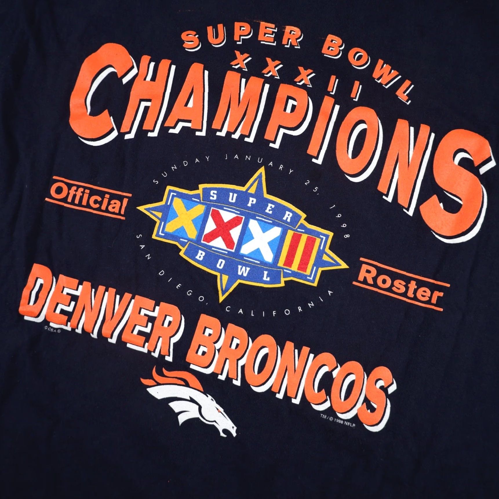 NFL VINTAGE Denver Broncos Champions Roster Graphic T Shirt Blue Mens Large L 90s NFL Shirt Size US L / EU 52-54 / 3 - 4 Thumbnail