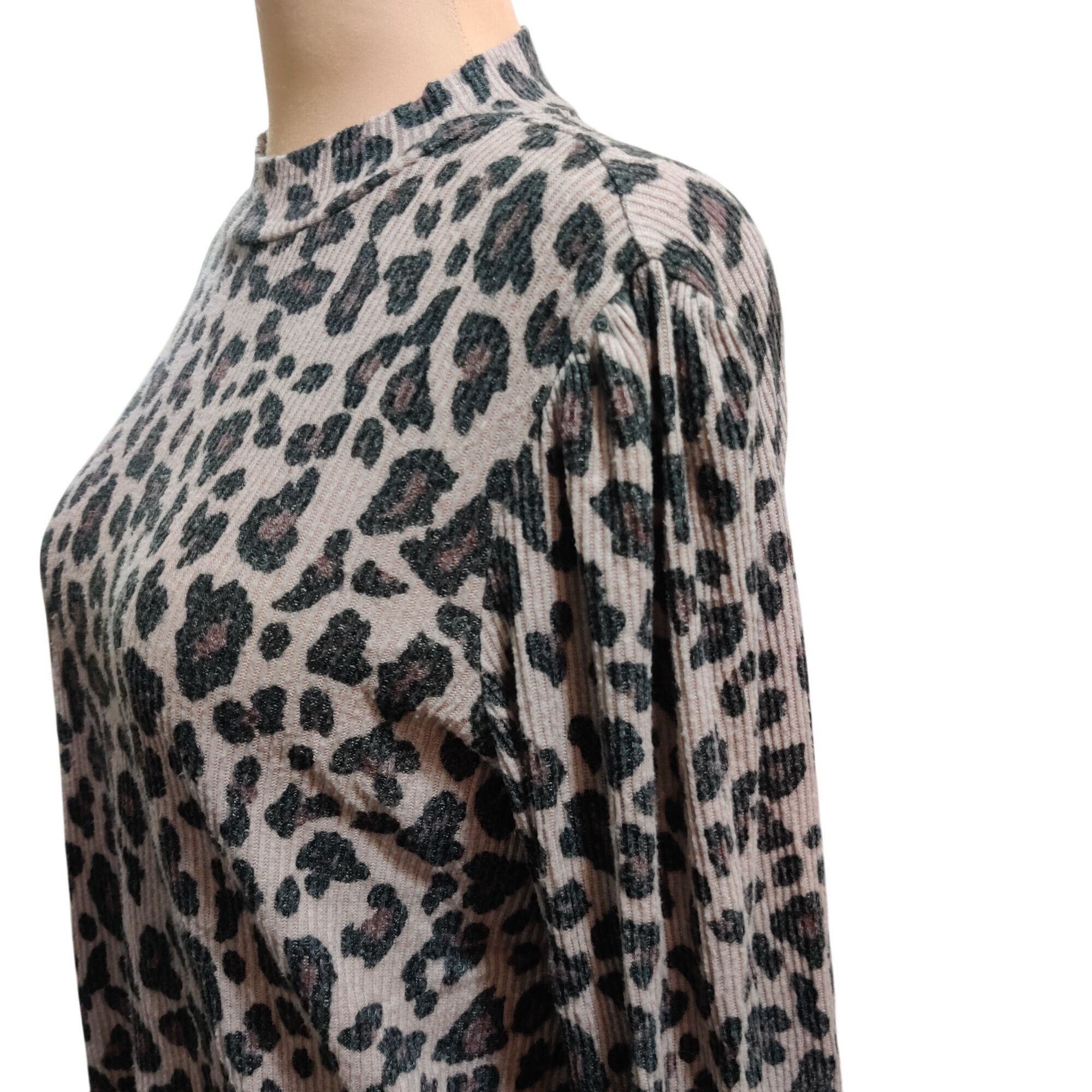 Other Maurices XL Leopard Print Ribbed Stretch Knit Mock Neck Long Size XL / US 12-14 / IT 48-50 - 2 Thumbnail