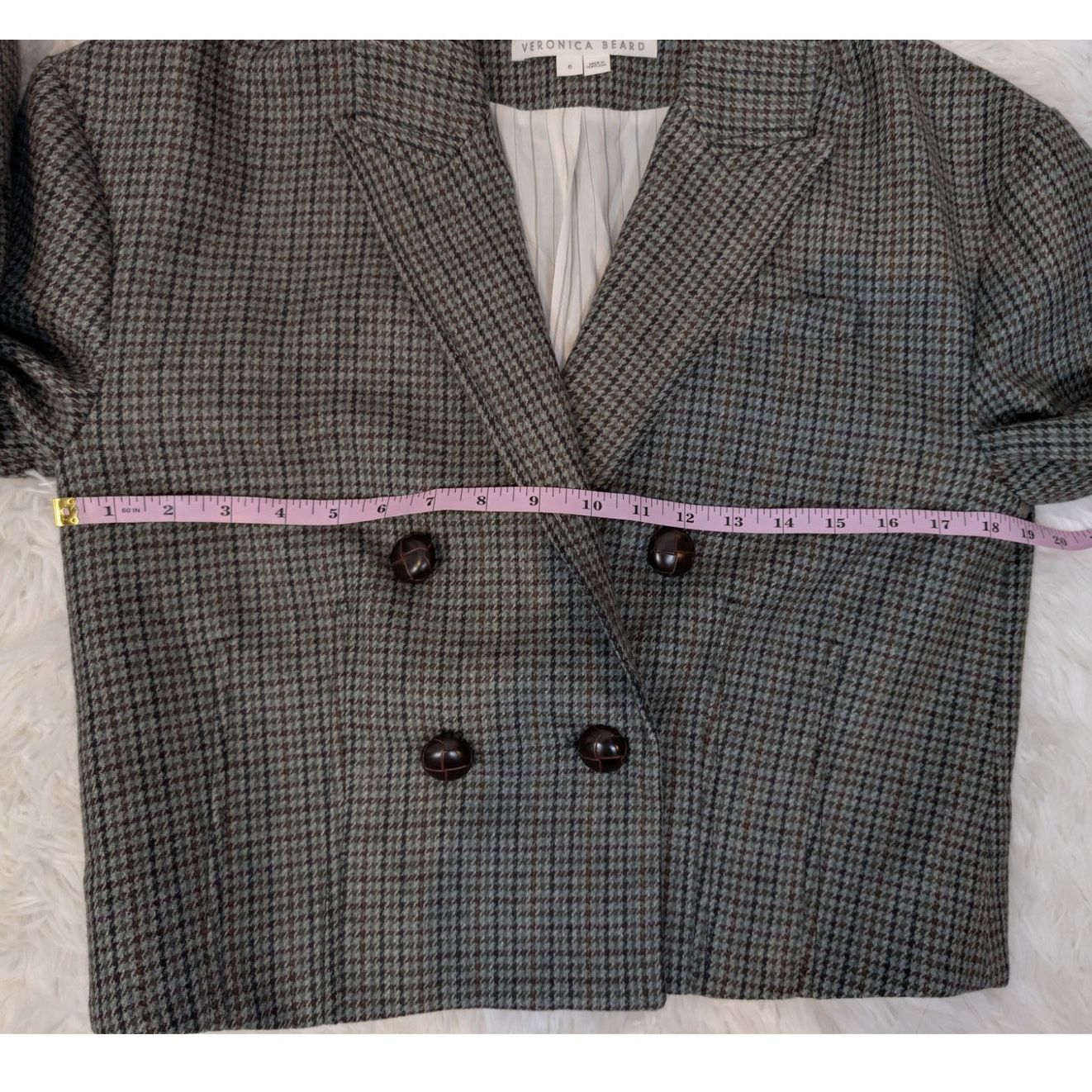 Veronica Beard Veronica Beard Sybille Cropped Houndstooth Wool Blend Blazer Size M / US 6-8 / IT 42-44 - 9 Thumbnail