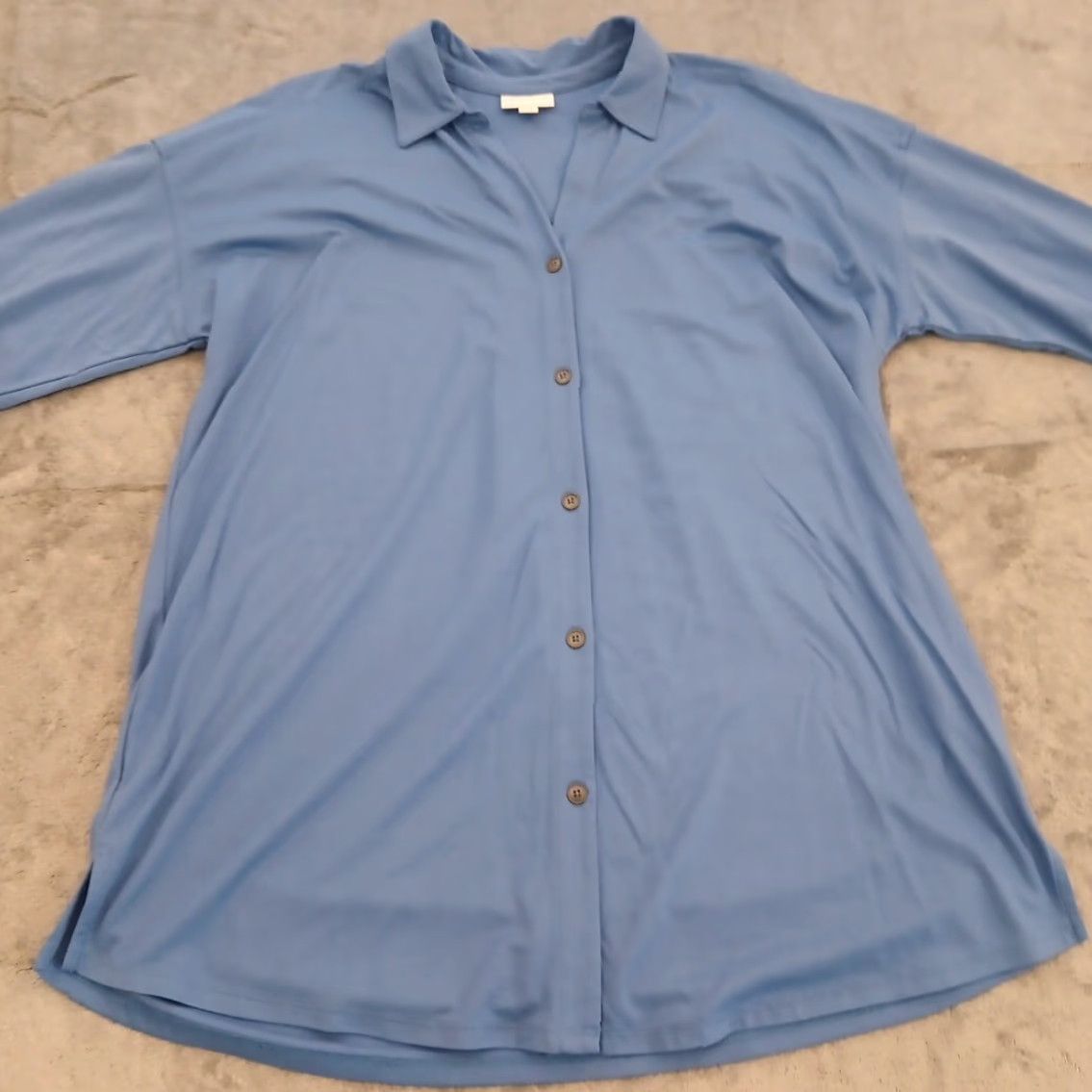 J. Jill J.Jill Shirt Womens Medium Blue Roll Tab Long Sleeve Oversized Button Up Shirt Size M / US 6-8 / IT 42-44 - 4 Thumbnail