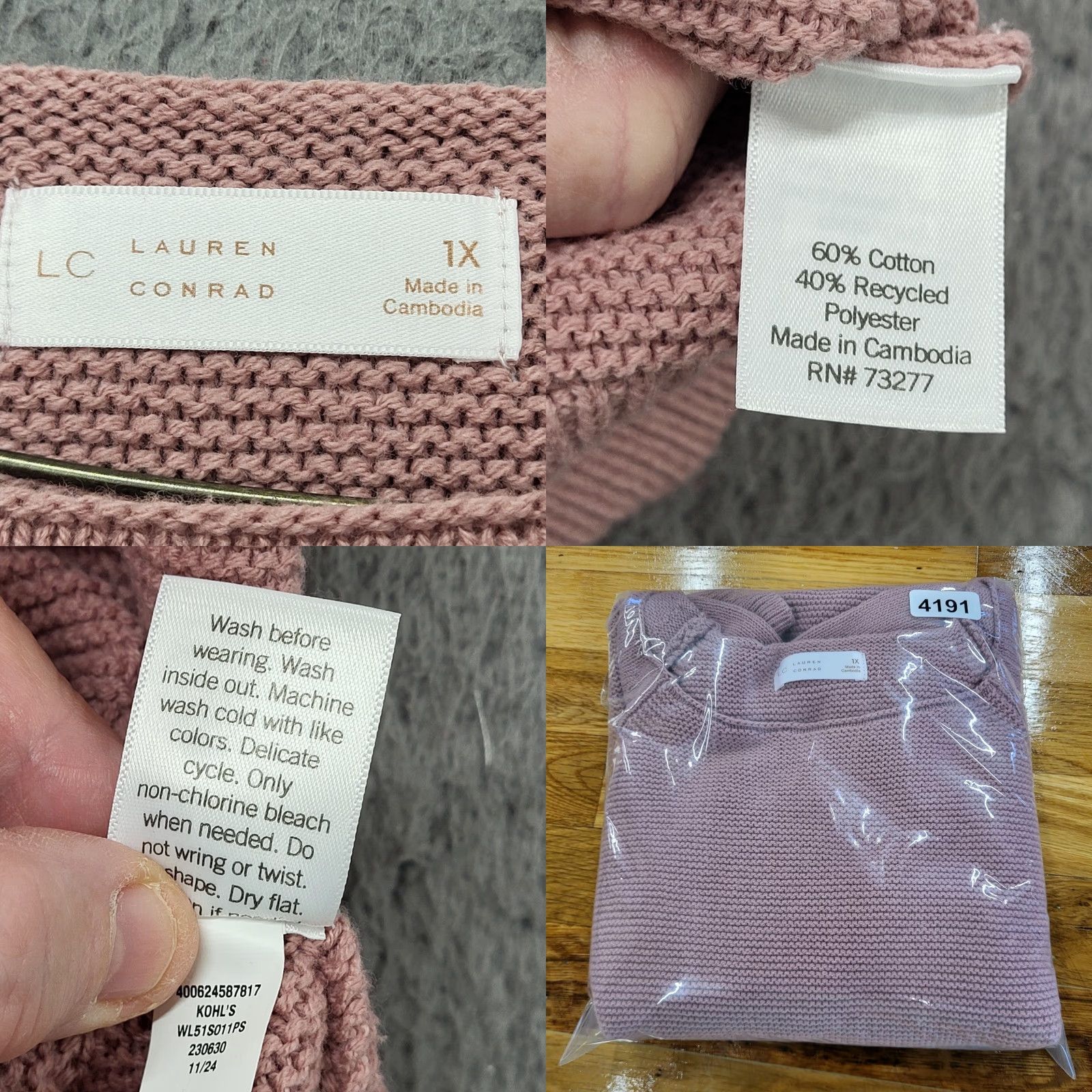 Vintage LC Lauren Conrad Sweater Womens 1X Short Sleeve Violet Heathered Knit Pullover Casual Fall Winter Spring Beach Bohemian City Classic Size XL / US 12-14 / IT 48-50 - 10 Thumbnail