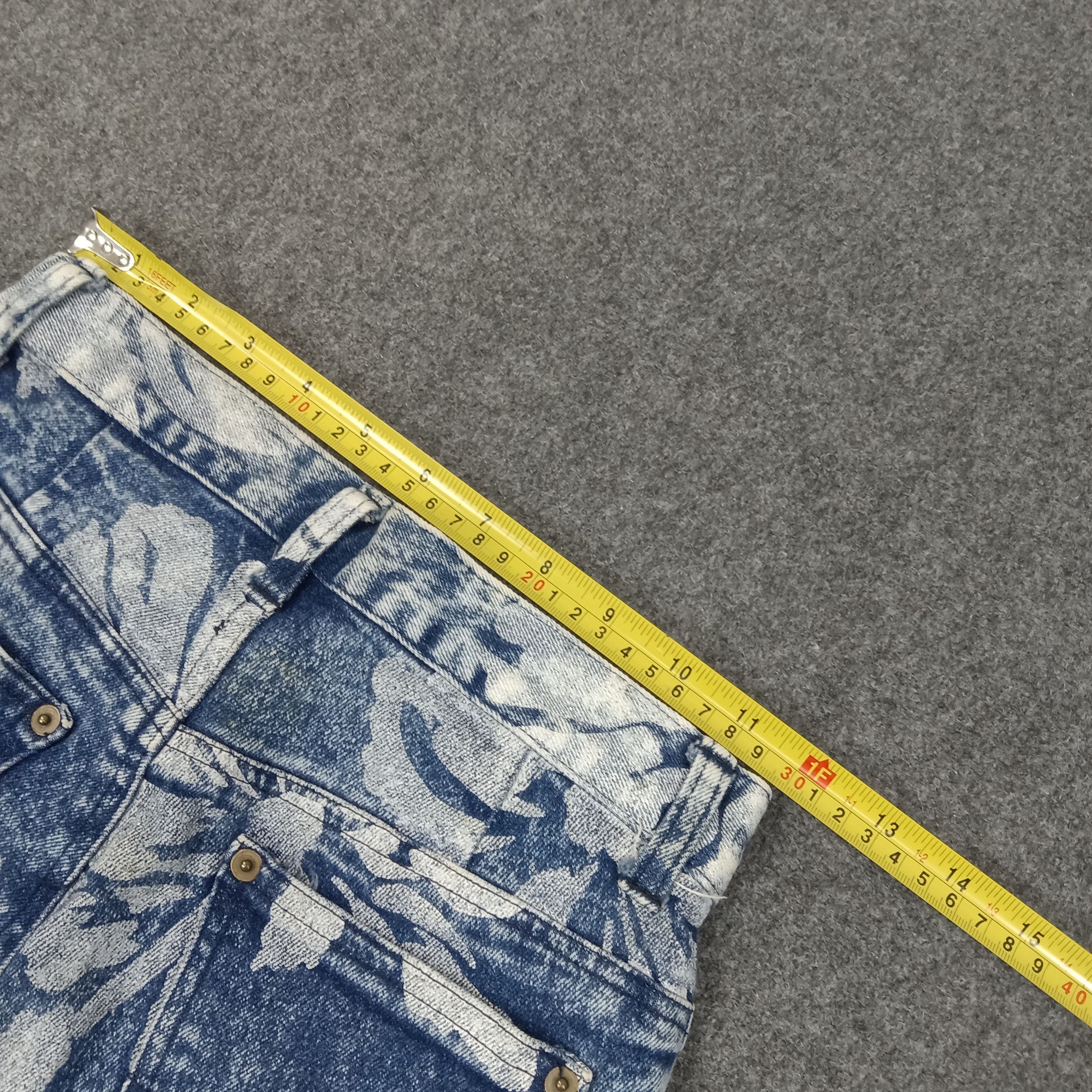 Japanese Brand Ryu Sports Japanese Flower Full Print Jeans C258N26 Size 23" - 9 Thumbnail