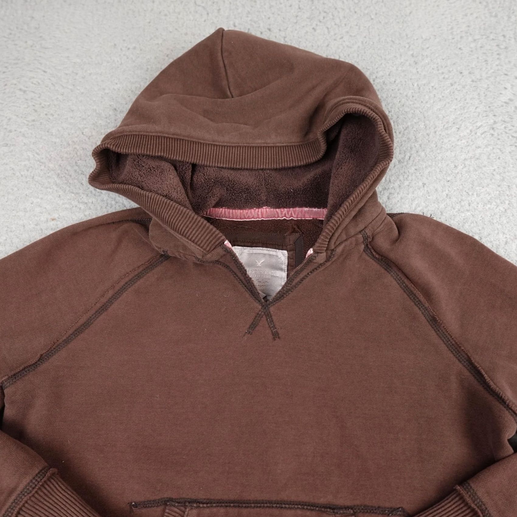 American Eagle Outfitters American Eagle Outfitters Hoodie Womens Medium Brown Fleece Lined Pullover Sweatshirt Y2K Vintage: No Size M / US 6-8 / IT 42-44 - 4 Thumbnail