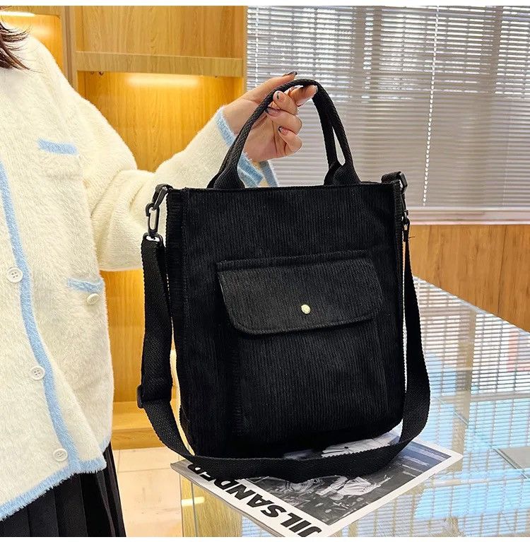 Japanese Brand Streetwear Corduroy Shopper Canvas Tote Military Bag Size ONE SIZE - 5 Thumbnail