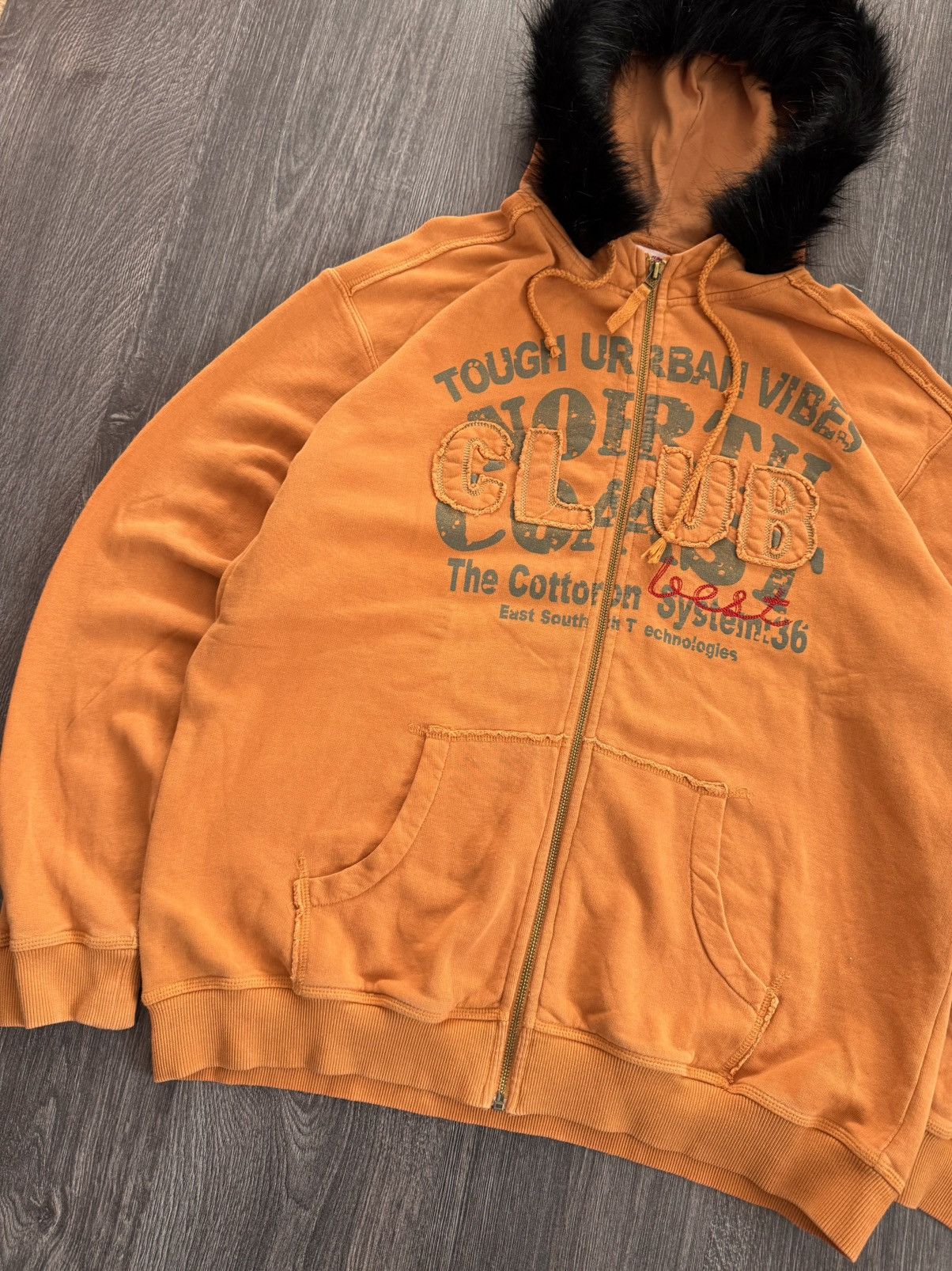 Vintage Y2K Vintage Orange Fur Zip Hoodie Size US XL / EU 56 / 4 - 2 Thumbnail