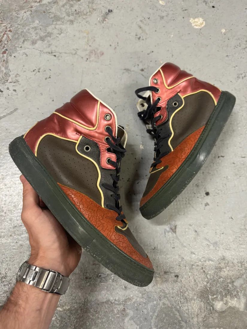 Balenciaga × Designer × Vintage Balenciaga Brown & Orange Leather High Sneakers Size US 7.5 / EU 40-41 - 1 Thumbnail