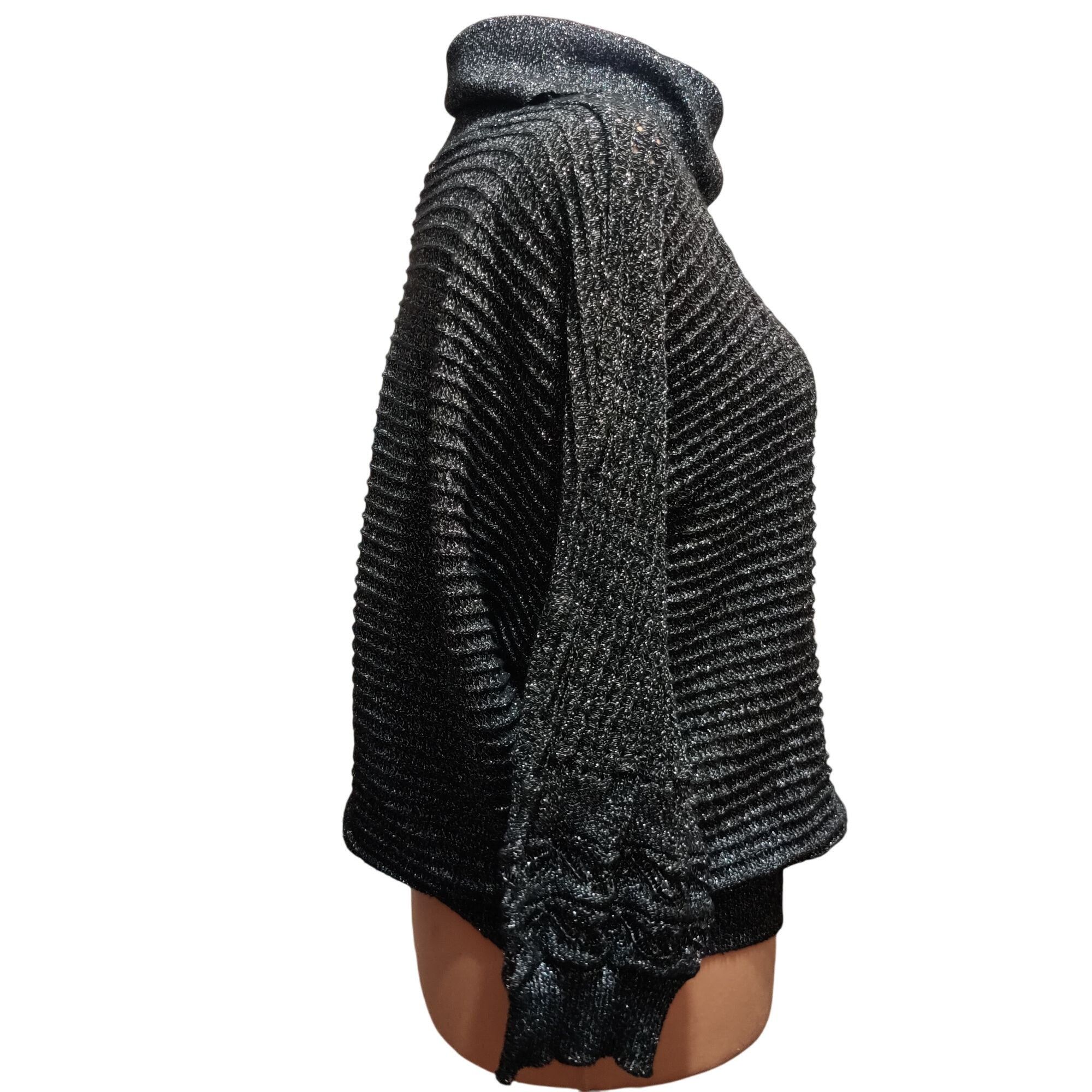Vintage Cathy Daniels L Vintage Y2K Black Metallic Knit Cowl Neck 3/ Size L / US 10 / IT 46 - 3 Thumbnail