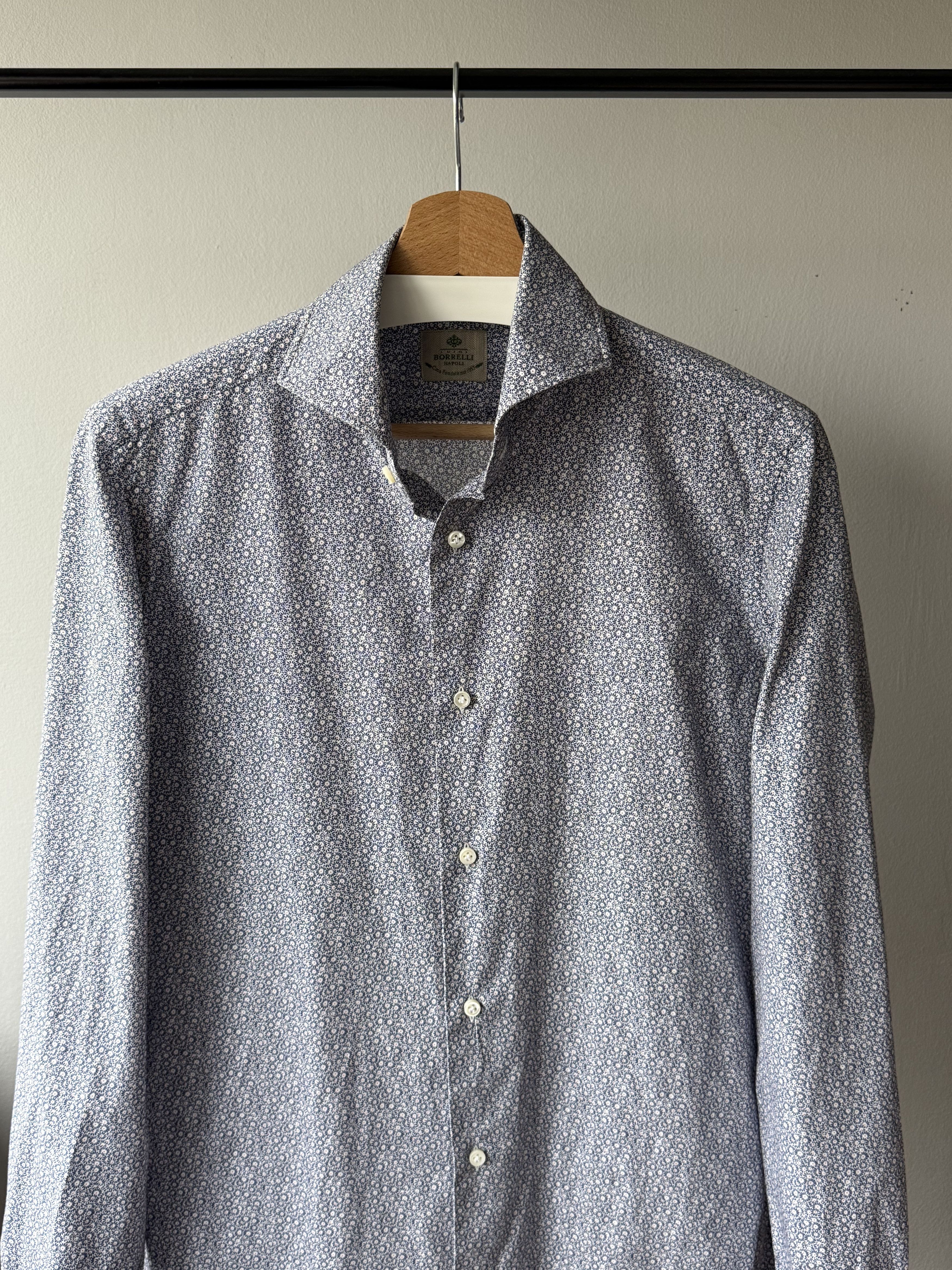 Luigi Borrelli Luigi Borelli Napoli Floral Patterned L/S Dress Cotton Shirt Size US M / EU 48-50 / 2 - 3 Thumbnail