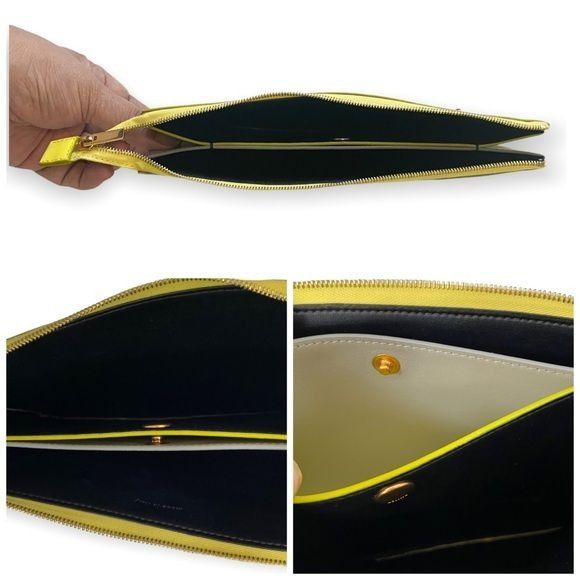 Celine New Celine Yellow/Grey Leather Duo Small Pouch Clutch Bag Size ONE SIZE - 7 Thumbnail