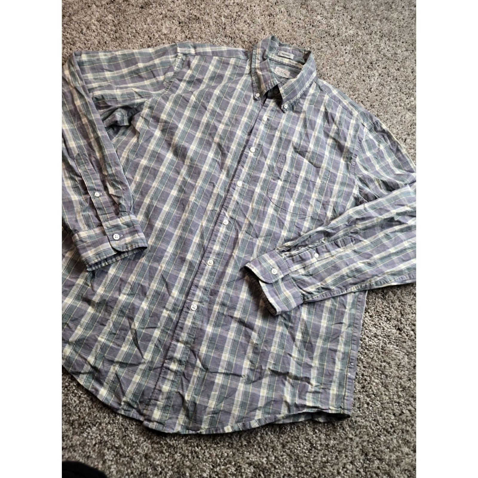 J.Crew J.CREW Shirt Mens XL Green Plaid Long Sleeve Button Down Relaxed Fit Secret Wash Size US XL / EU 56 / 4 - 2 Thumbnail