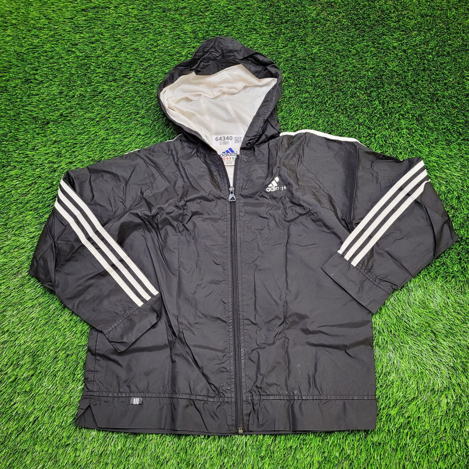 Adidas ADIDAS 3 Bar Windbreaker Jacket Small 21x24 Black Grailed