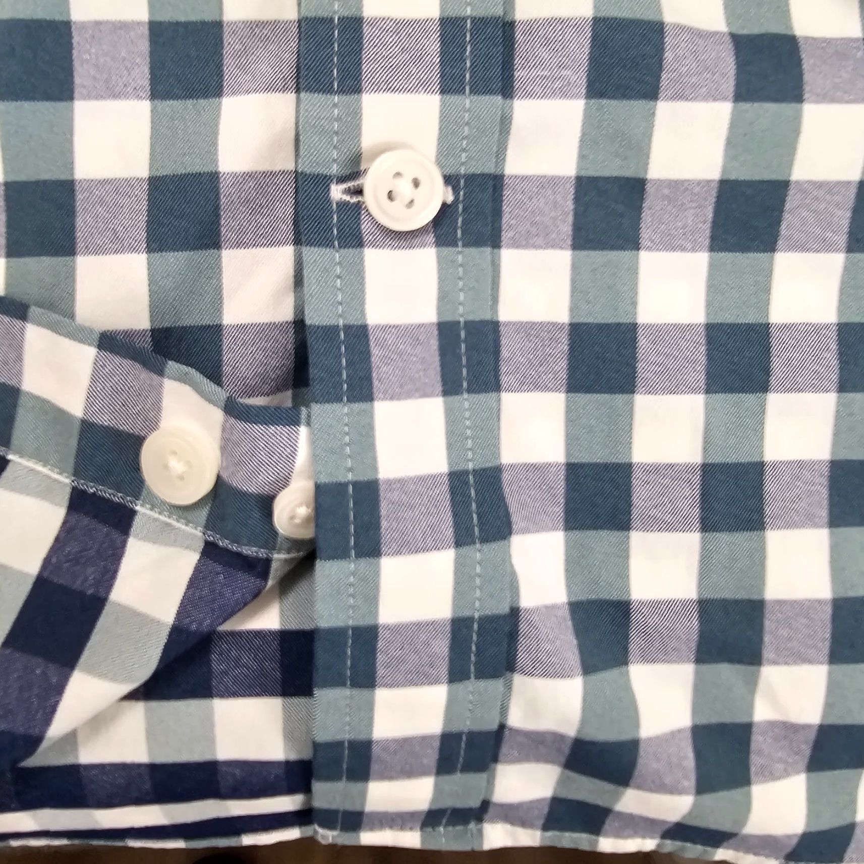 Express Express Shirt Men L Teal Check Button-Up Knit Cotton Long Sleeve Size US L / EU 52-54 / 3 - 6 Thumbnail