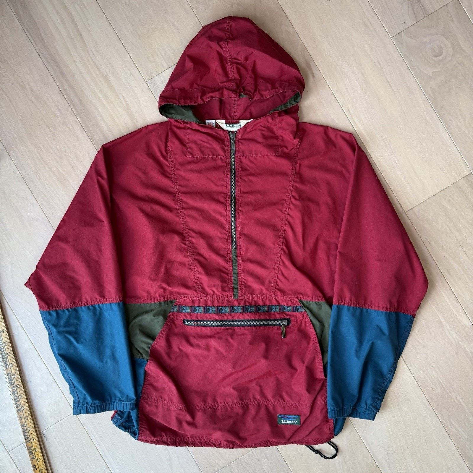 L.L. Bean Vintage LL Bean Anorak L Red 1/2 Zip Pullover Hooded 90s Size US L / EU 52-54 / 3 - 3 Thumbnail