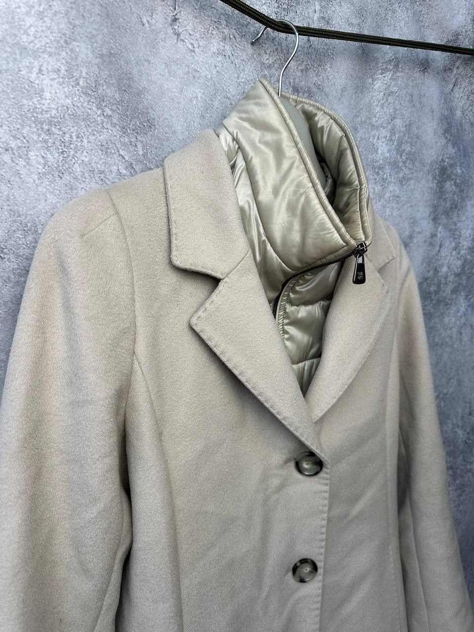 Cinzia Rocca Cinzia Rocca Beige Wool Coat with Removable Puffer Lining Size M / US 6-8 / IT 42-44 - 4 Thumbnail
