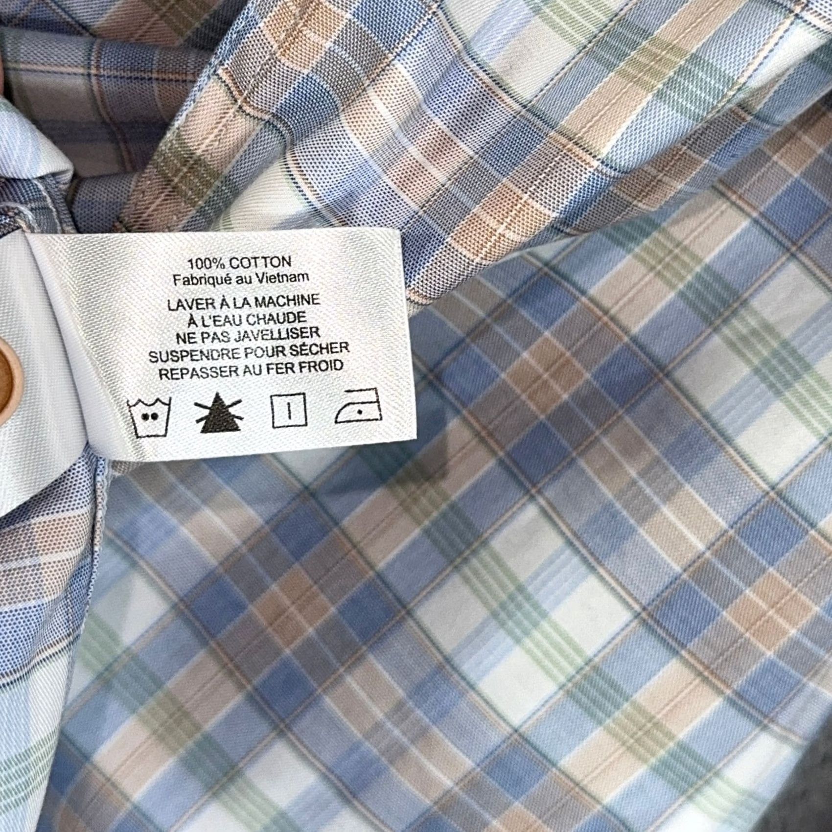 David Donahue David Donahue Sports Shirt Mens XXL Blue Tan Plaid Cotton Casual Button Up Size US XXL / EU 58 / 5 - 6 Thumbnail