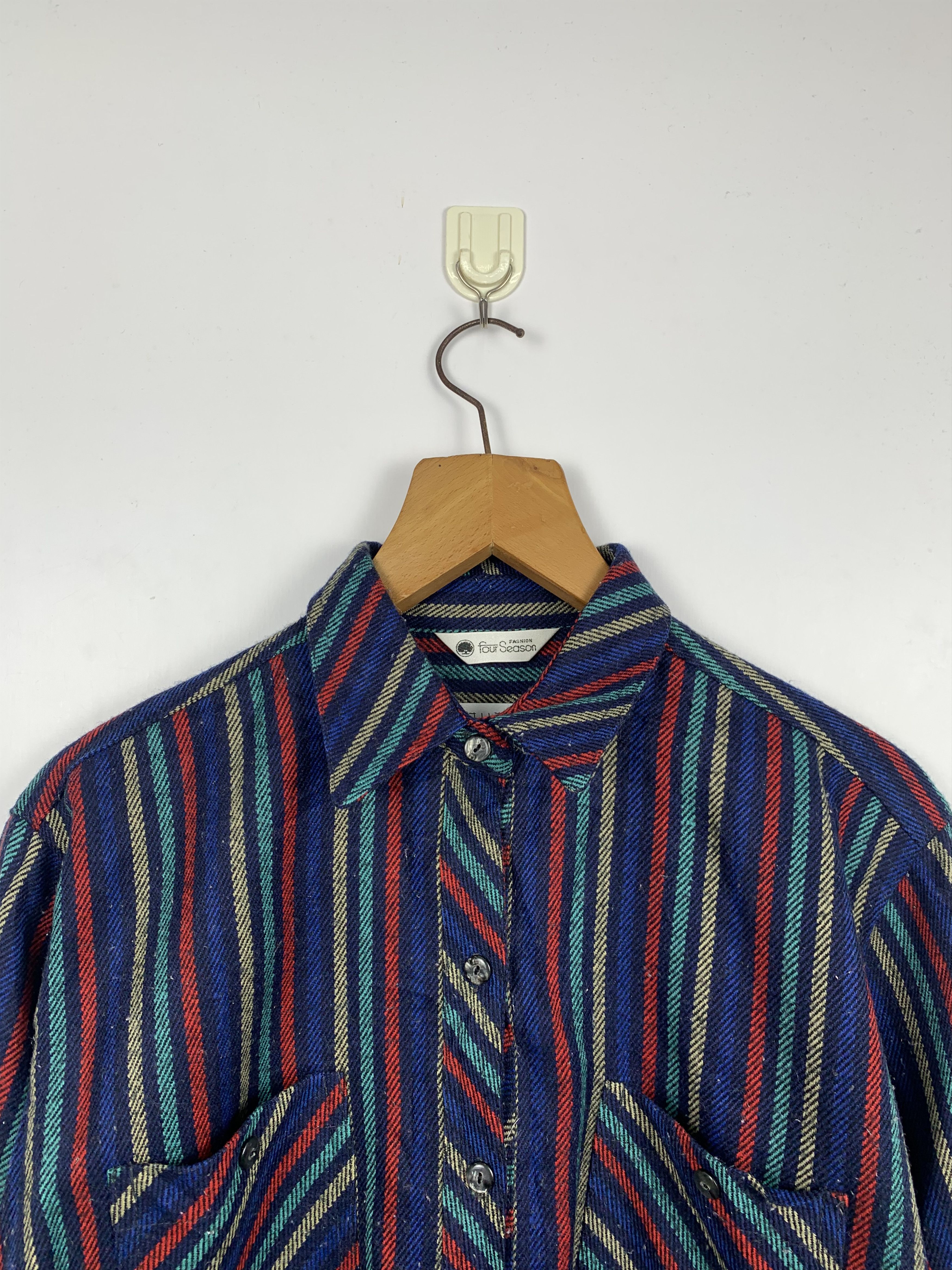 Vintage Vintage Multicolour Striped Double Pocket Shirt J1177 Size US L / EU 52-54 / 3 - 2 Thumbnail